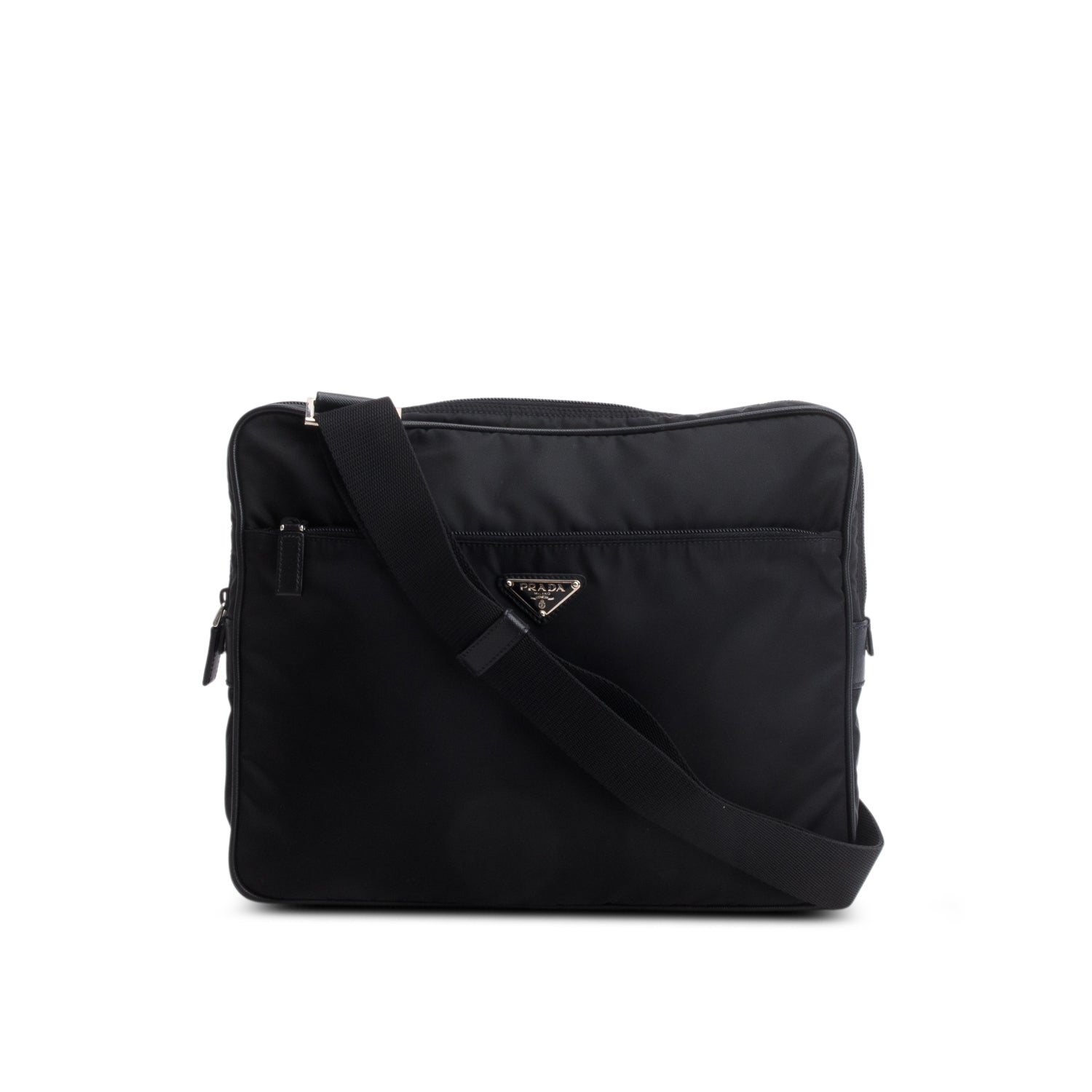 Prada Black Tessuto Nylon Vela Flat Messenger Bag