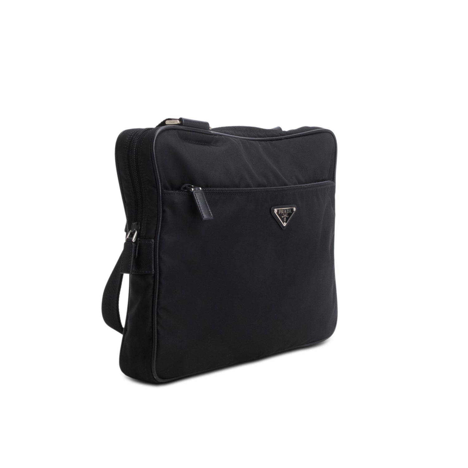 Prada Black Tessuto Nylon Vela Flat Messenger Bag