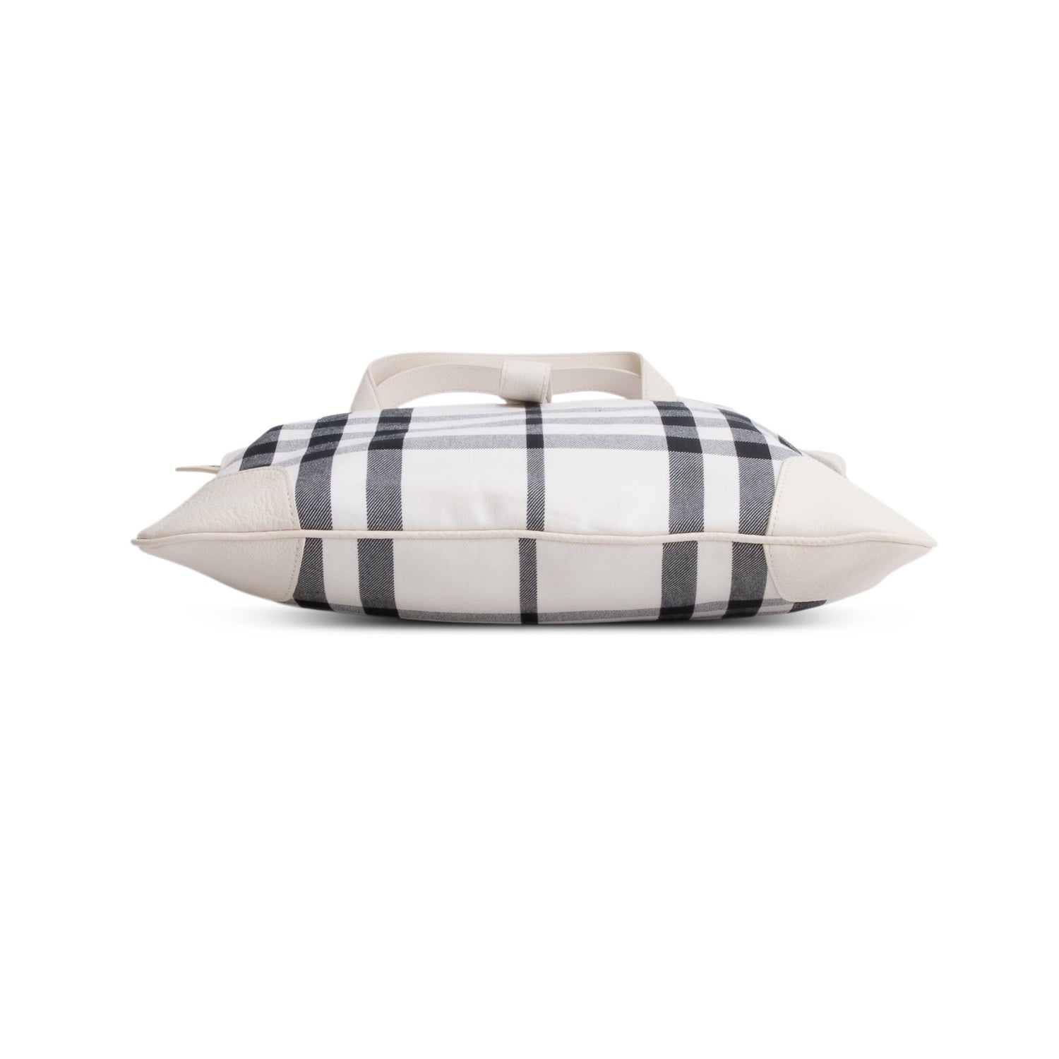 Burberry White Check Canvas Stowell Roll-Up Tote