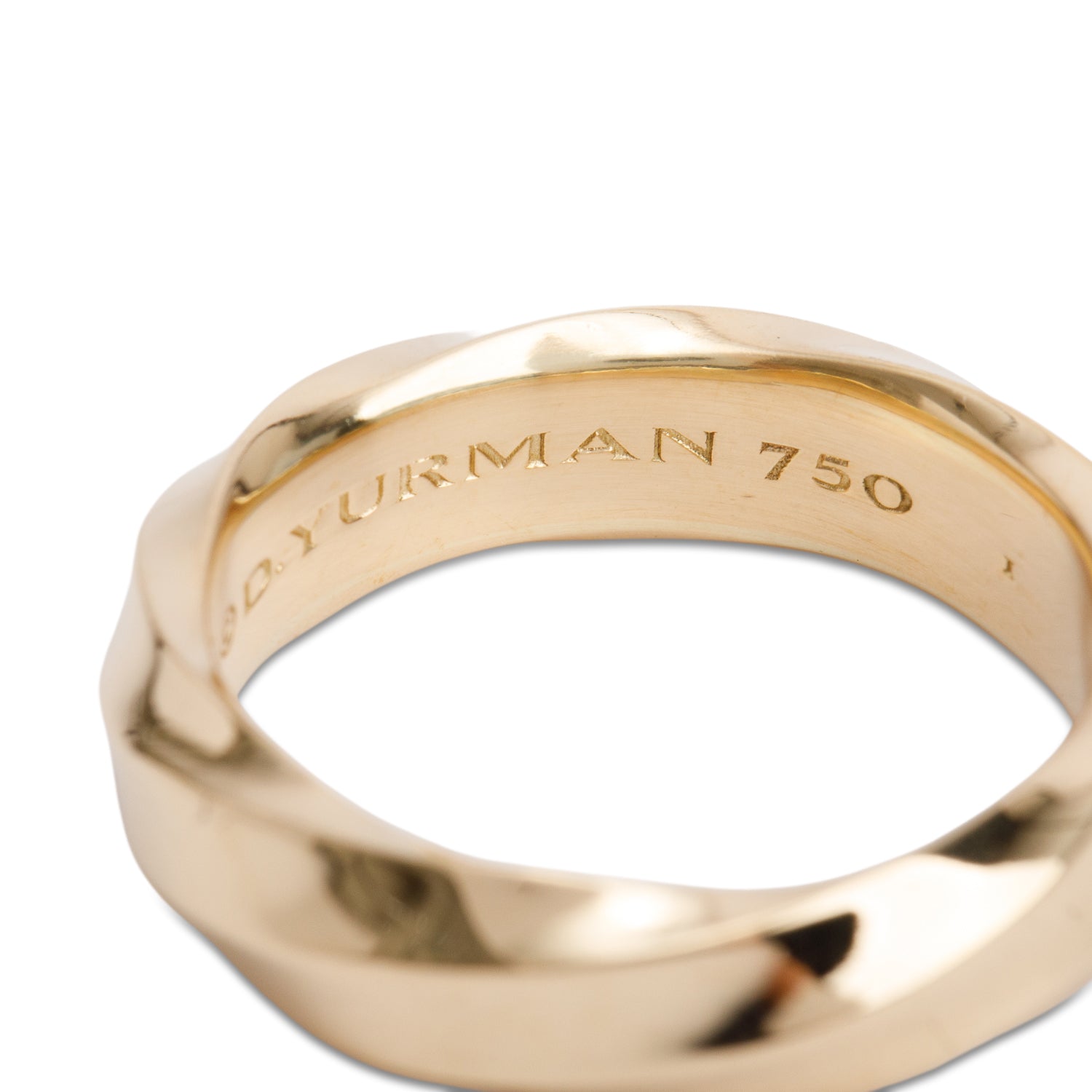 David Yurman 18k Yellow Gold Cable Edge Band Ring, Size 8.5 w/ Box