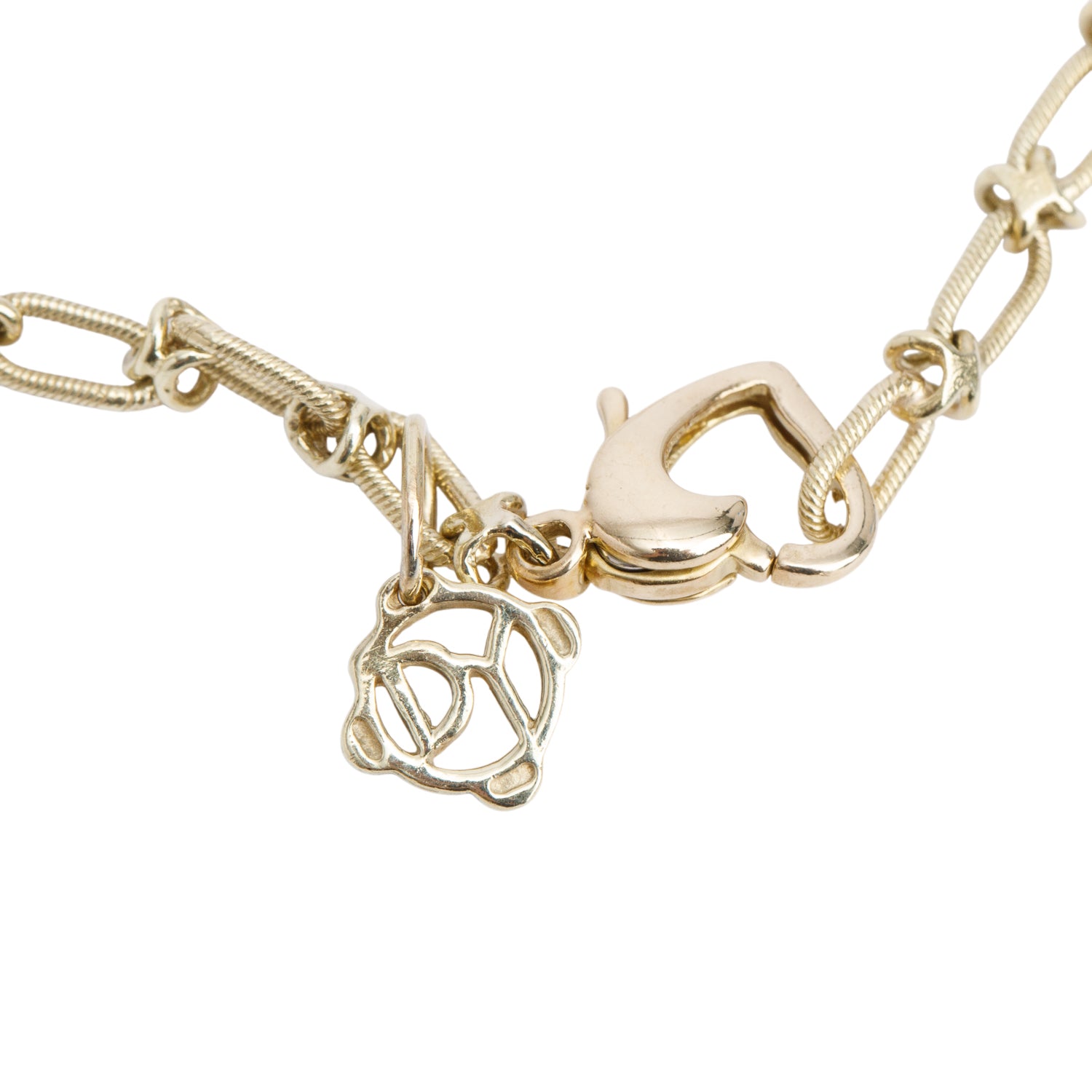 David Yurman Vintage 14k Yellow Gold Pave Diamond Cable Heart Pendant Necklace