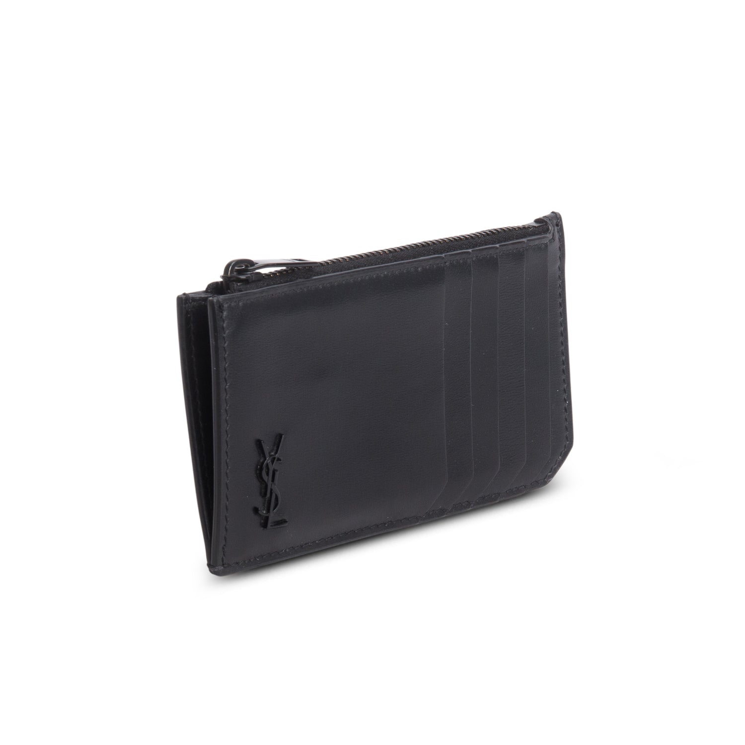 Saint Lauren 2020 Black Calfskin Monochrome Cassandre Fragments Flap Card Case