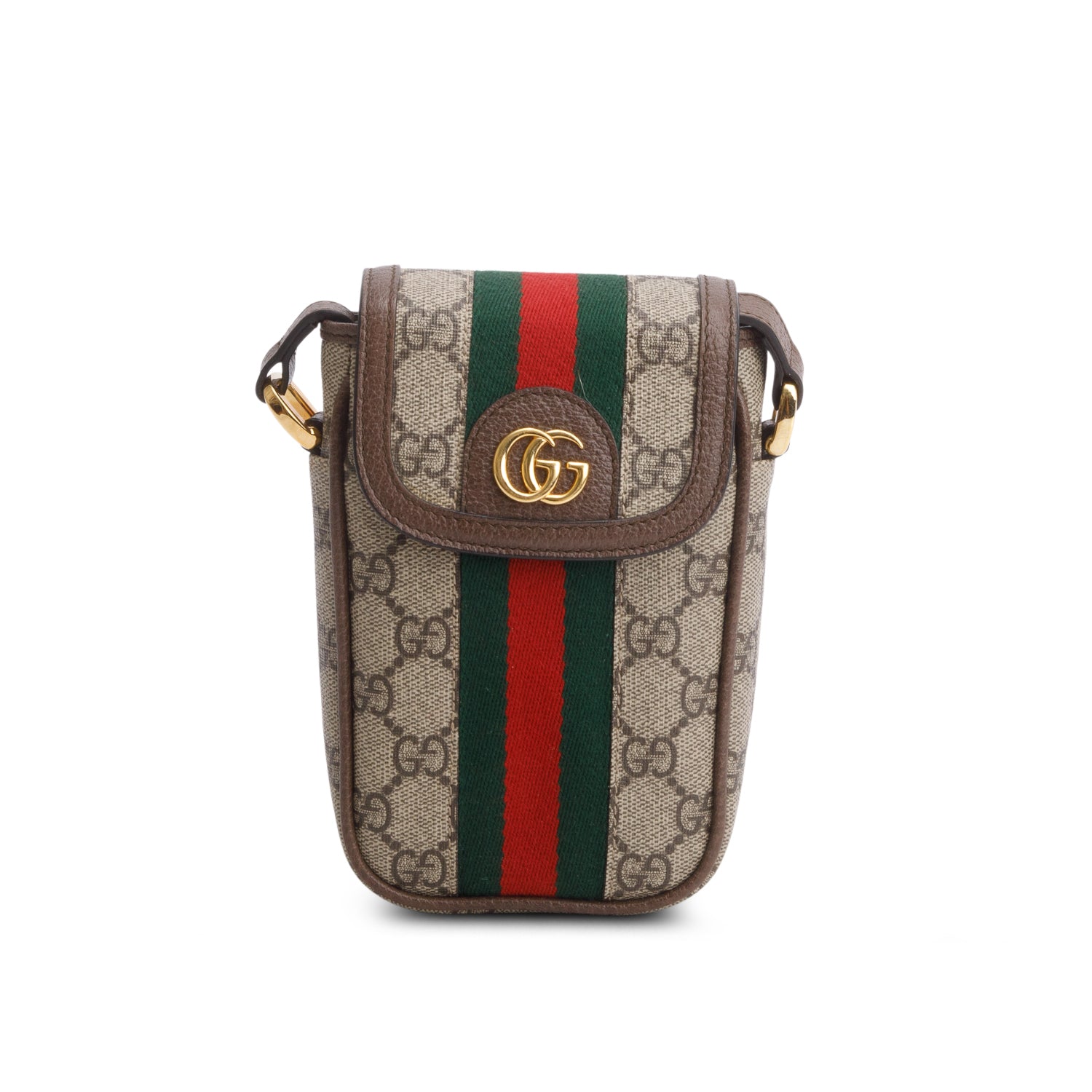 Gucci GG Supreme Monogram Web Ophidia Phone Crossbody Bag