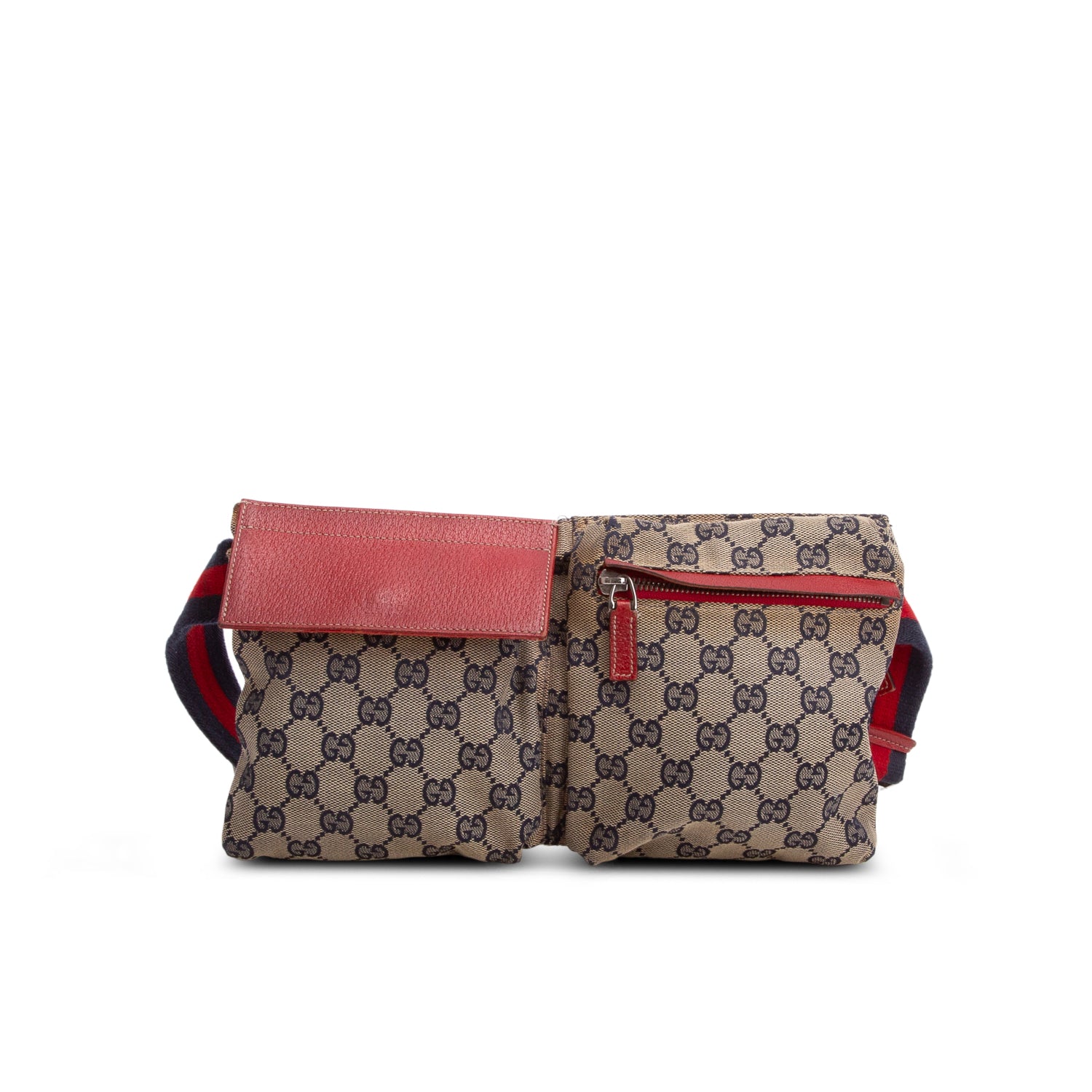 Gucci Red Monogram Web Belt Bag