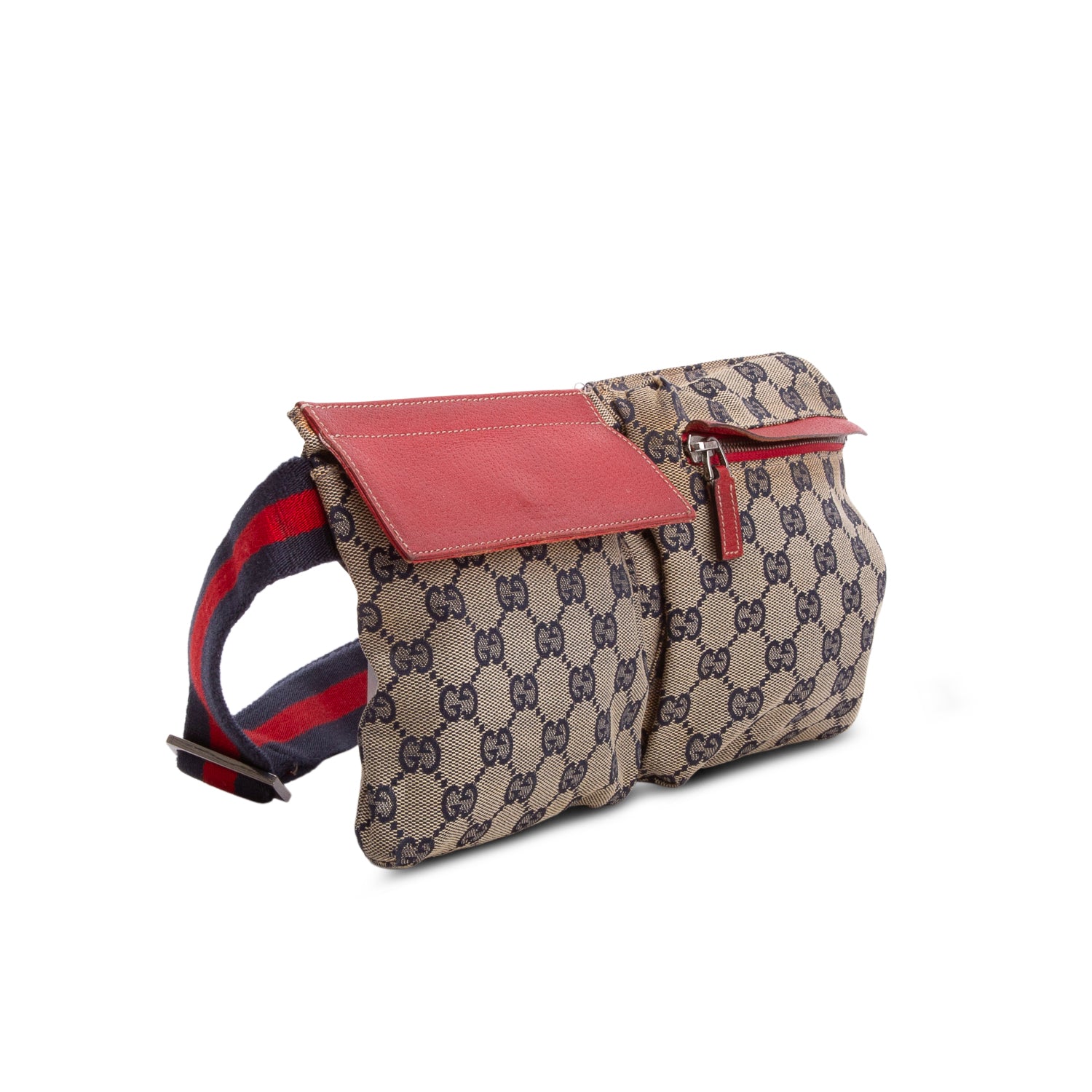 Gucci Red Monogram Web Belt Bag