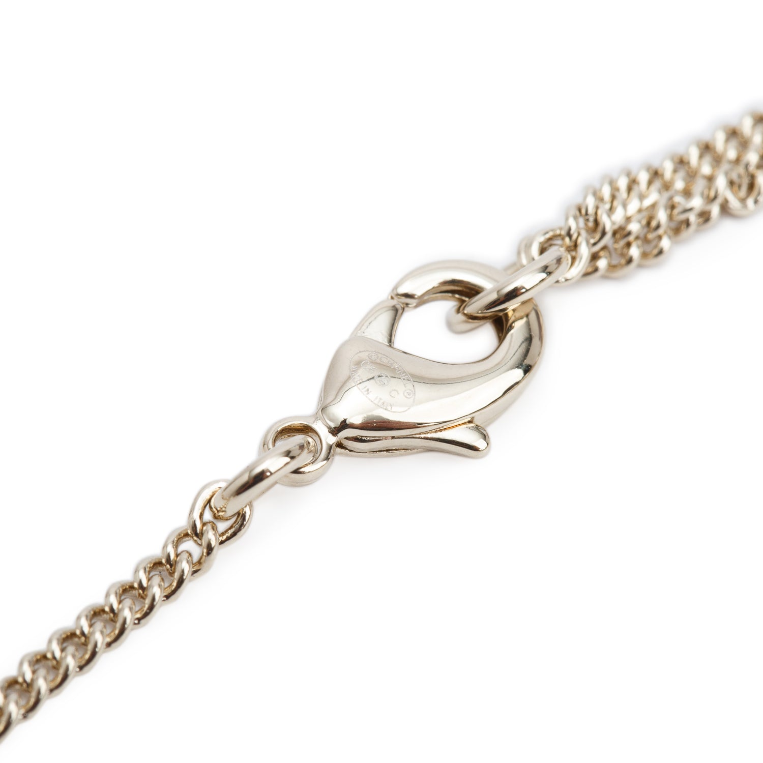 Chanel 2026 Gold-Plated Metal Strass CC Faux Pearl Raindeer Pendant Necklace w/ Box