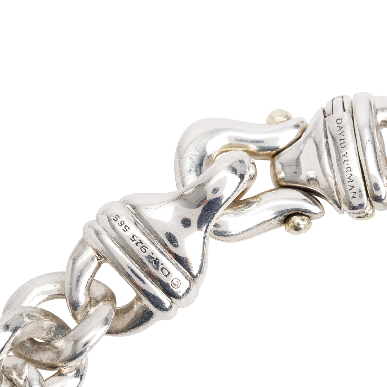 David Yurman Sterling Silver & 14k Yellow Double Curb Chain Buckle Bracelet, 10 MM
