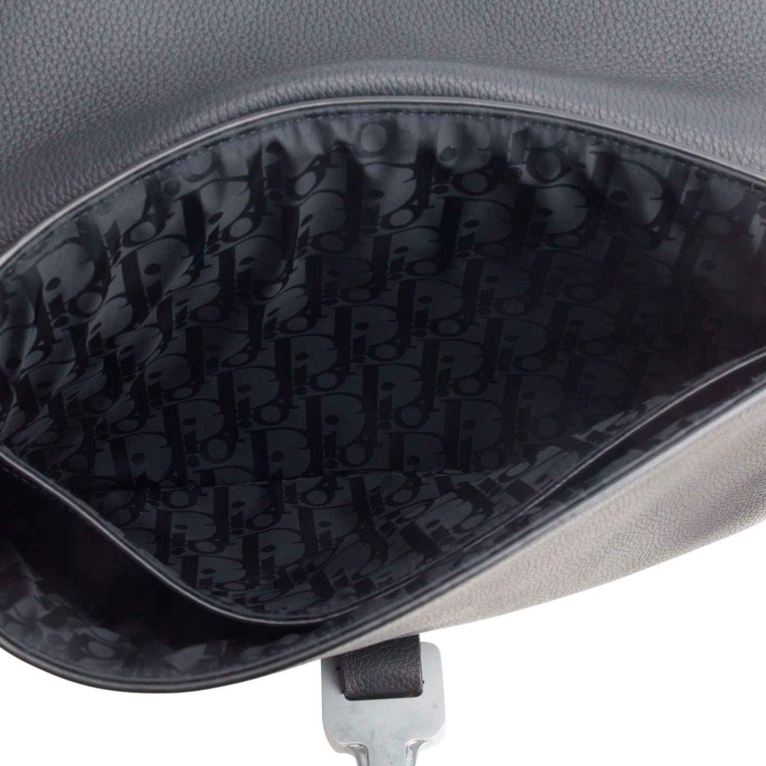 Christian Dior 2023 Black Grained Calfskin Saddle Pouch