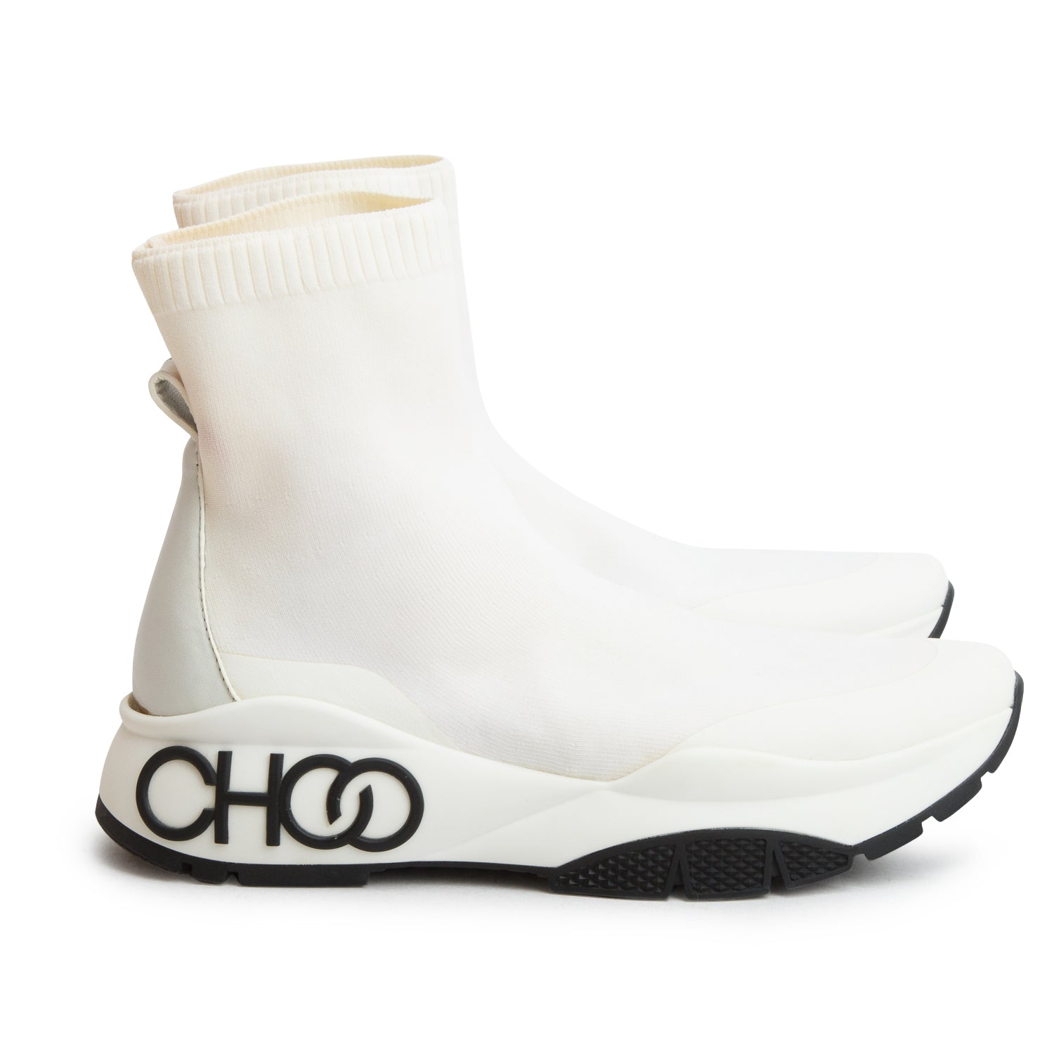 Jimmy Choo White Knitted Raine Sock Sneaker, Women's Size 38 w/ Box