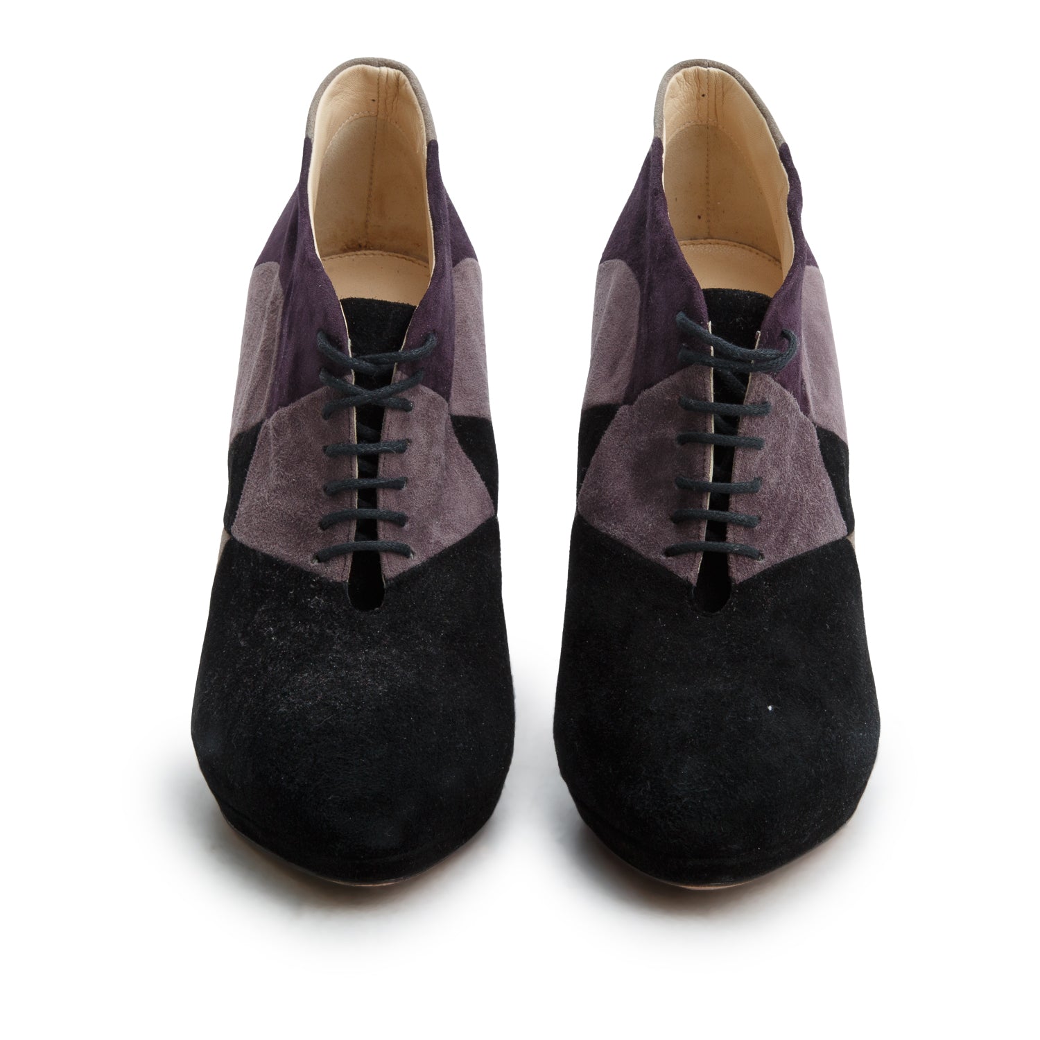 Prada Purple Suede Patchwork Booties, Women's Size 40 w/ Box