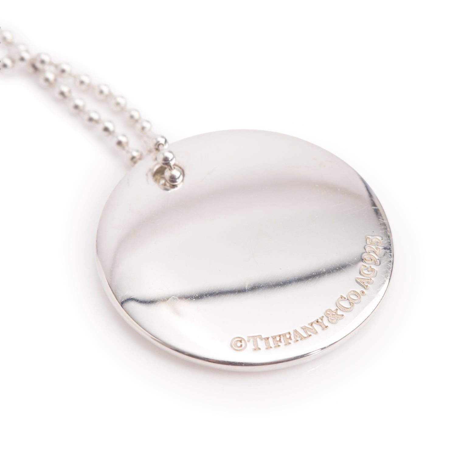 Tiffany & Co. Sterling Silver Notes Alphabet Letter 'N' Medium Disc Pendant Necklace