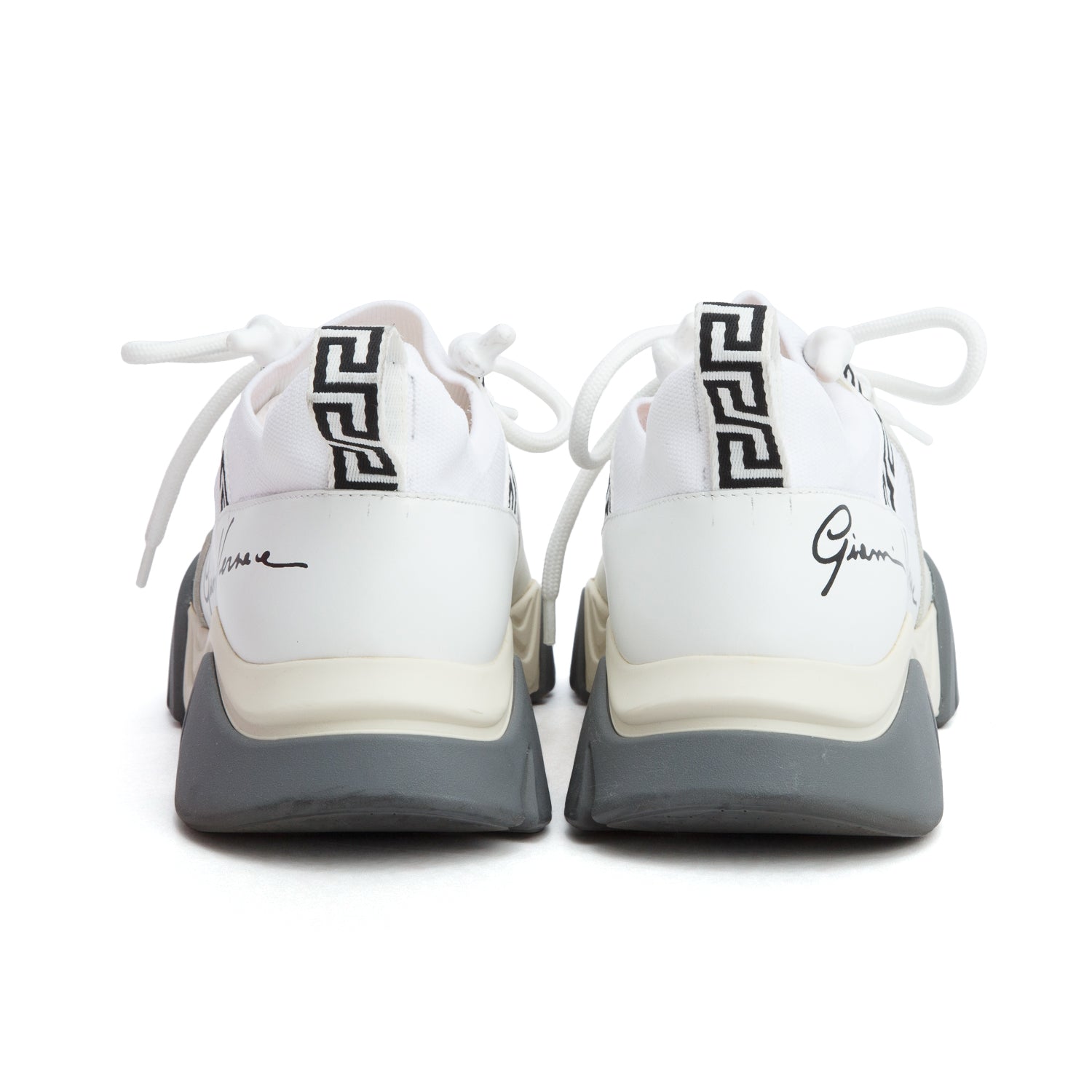 Versace White Knit Mesh Squalo Low Top Sneakers, Men's Size 42 w/ Box