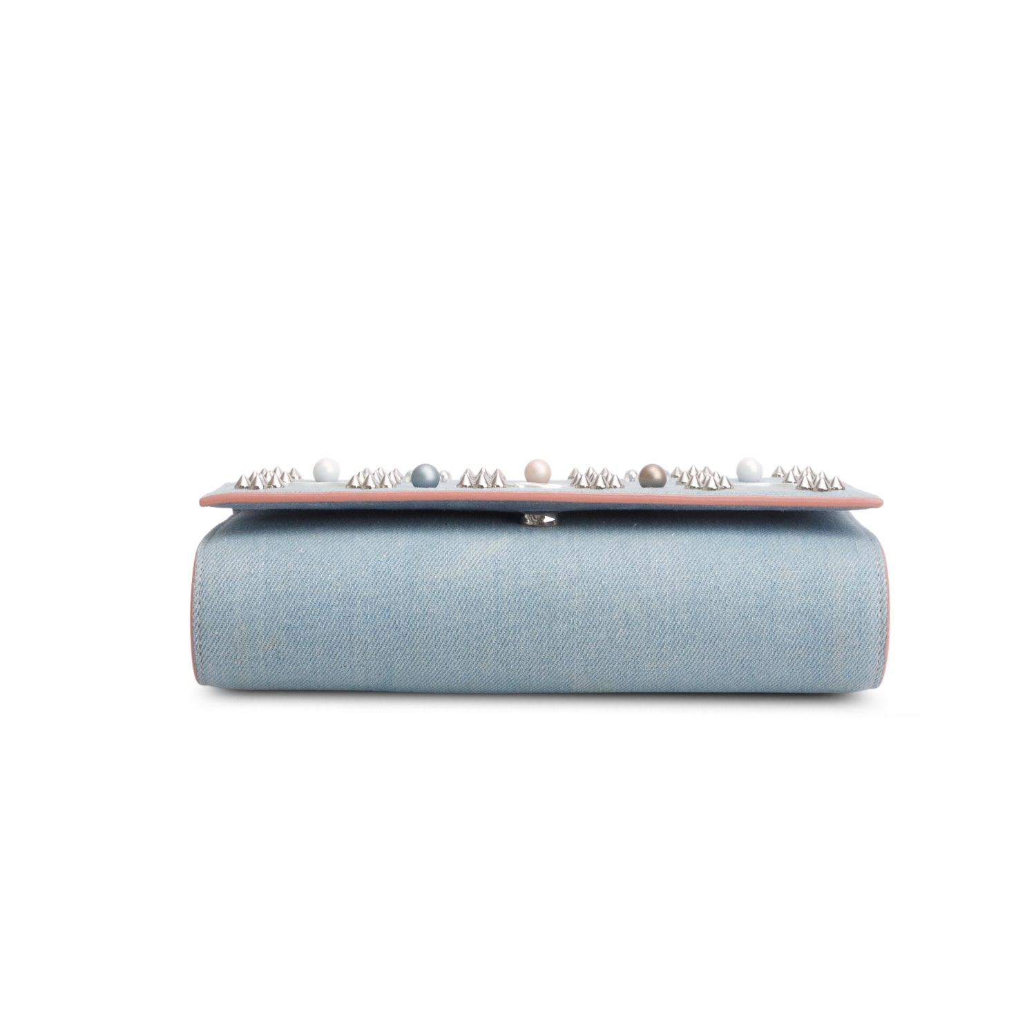 Christian Louboutin Denim Spikes Loubinthesky Paloma Clutch