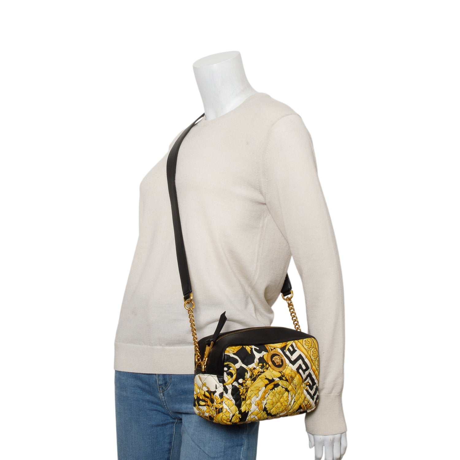 Versace Multicolor Nappa Quilted Barocco Print Small Camera Bag w/ Box