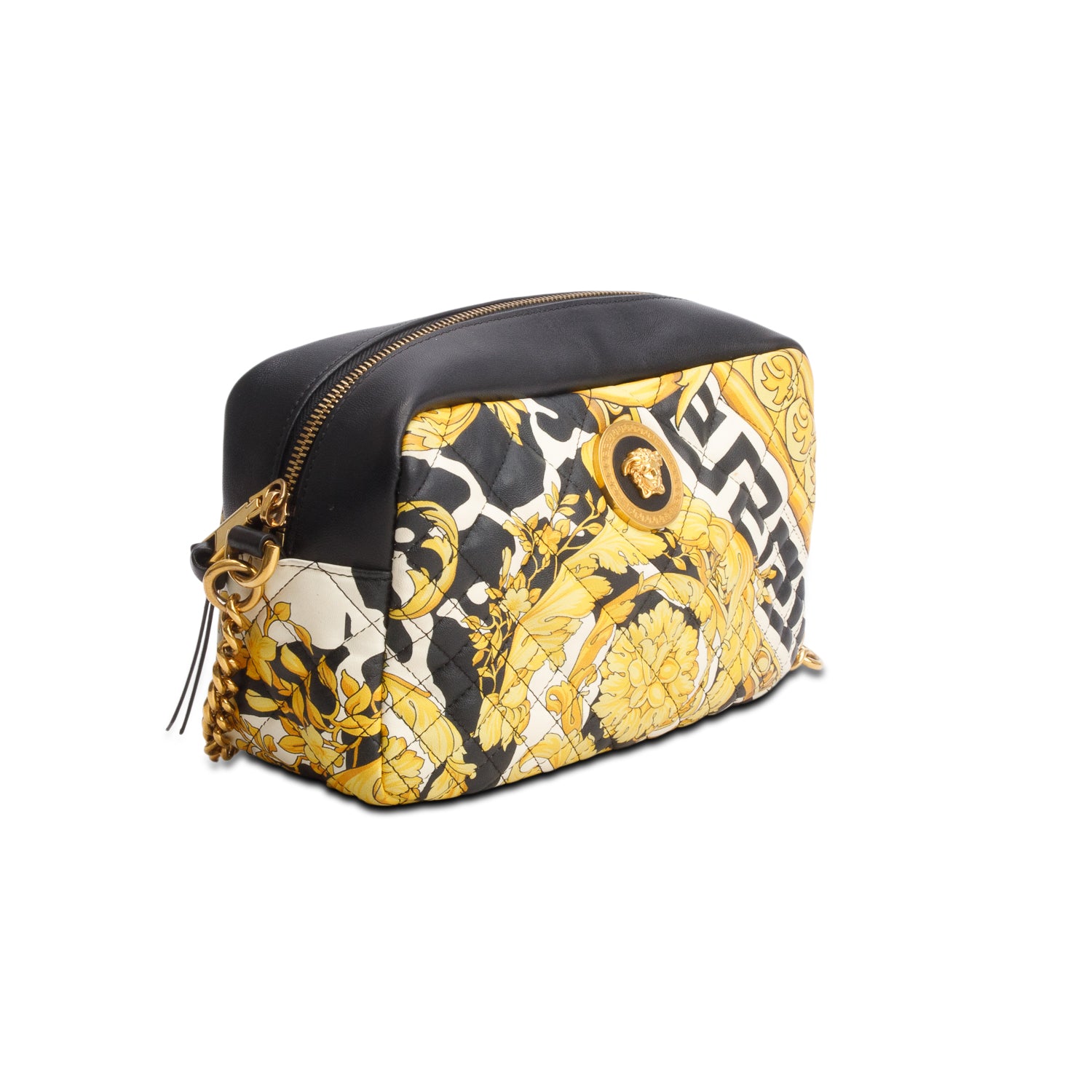 Versace Multicolor Nappa Quilted Barocco Print Small Camera Bag w/ Box