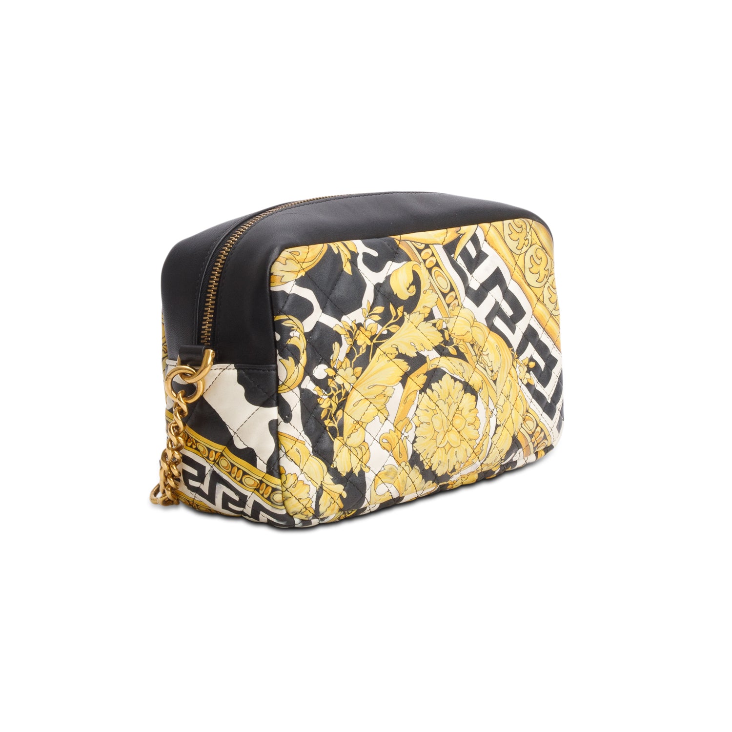 Versace Multicolor Nappa Quilted Barocco Print Small Camera Bag w/ Box