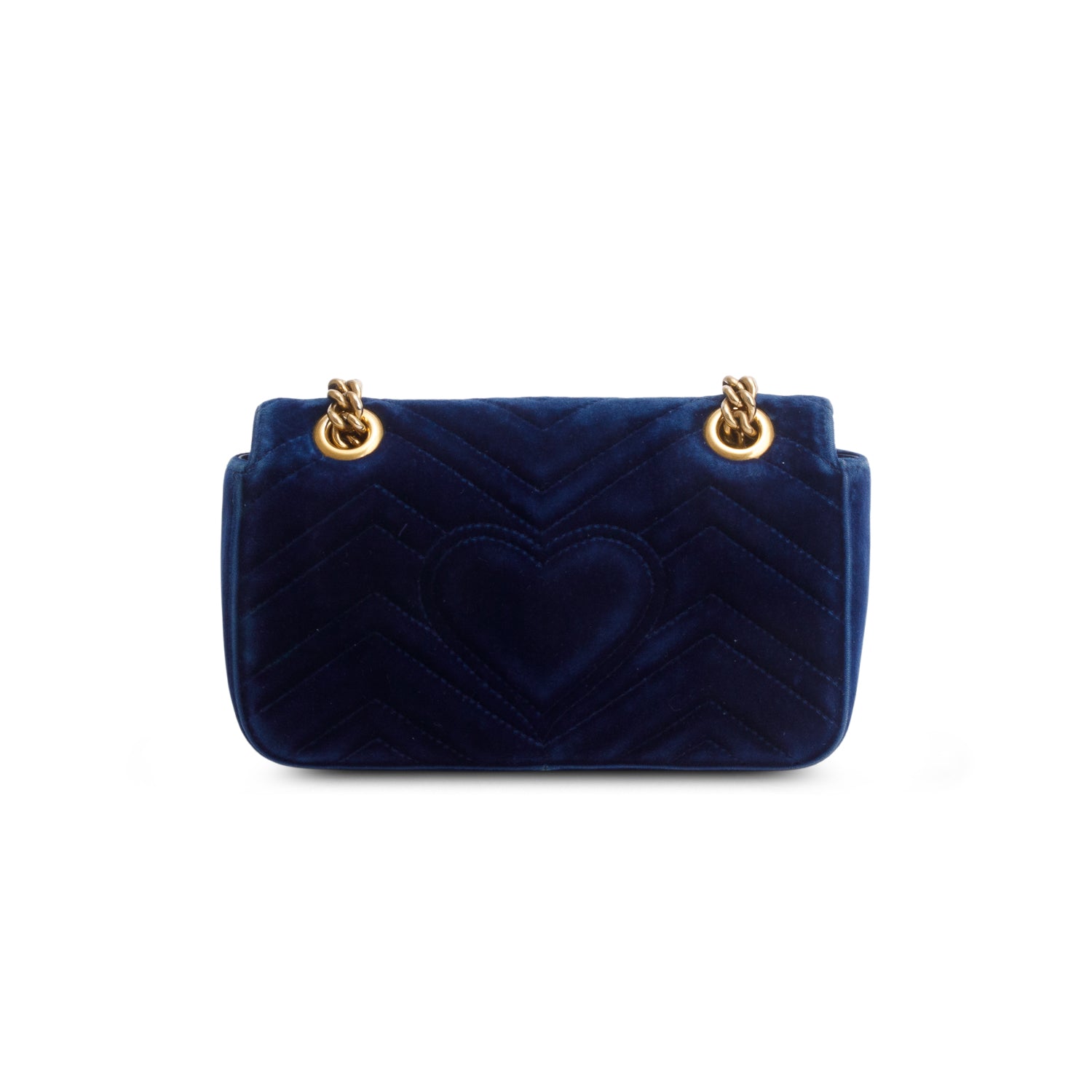 Gucci Blue Velvet Matelasse Small GG Marmont Shoulder Bag