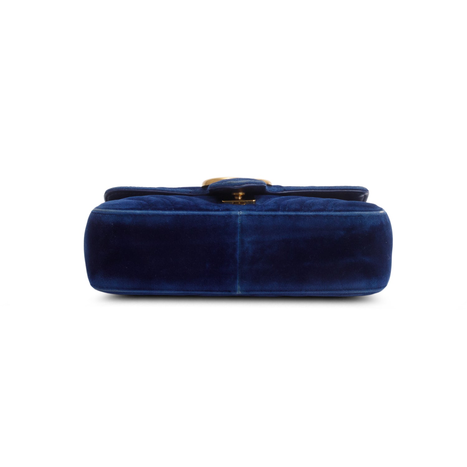 Gucci Blue Velvet Matelasse Small GG Marmont Shoulder Bag