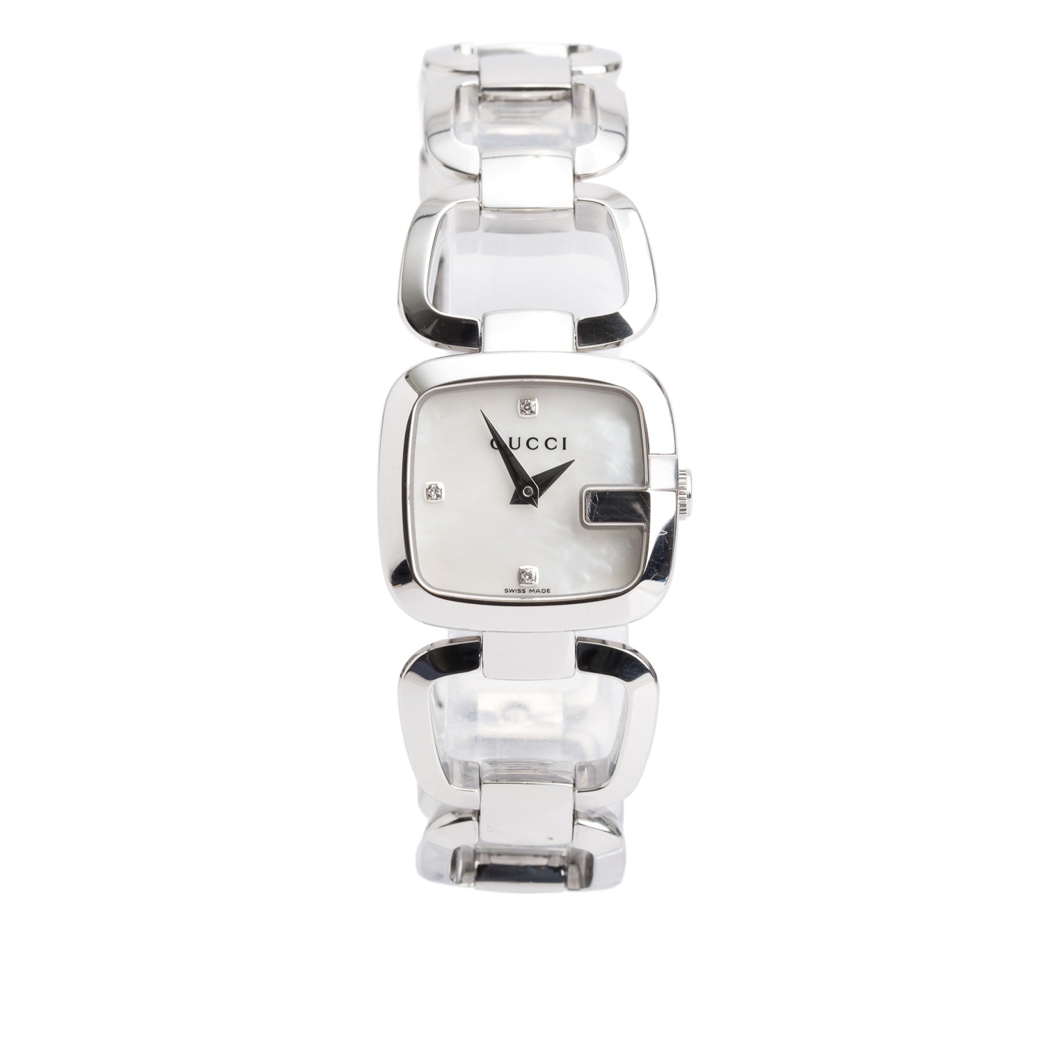 Gucci Stainless Steel 125.5 G-Gucci 24 MM Watch Mother of Pearl Diamond Dial