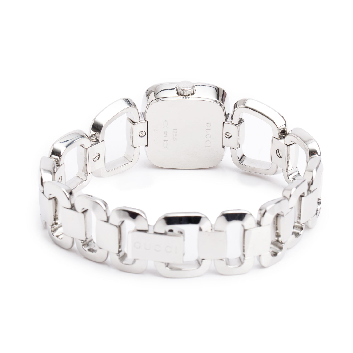 Gucci Stainless Steel 125.5 G-Gucci 24 MM Watch Mother of Pearl Diamond Dial