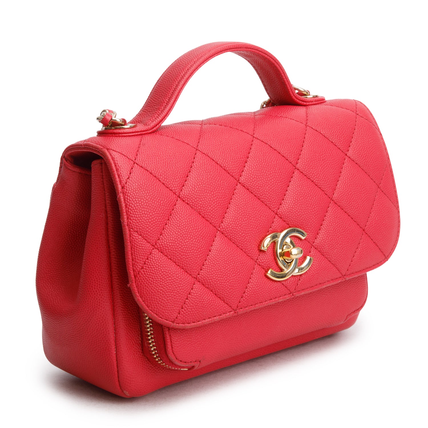 Chanel Red Caviar Quilted Small Business Affinity Flap w/ Authenticity Card