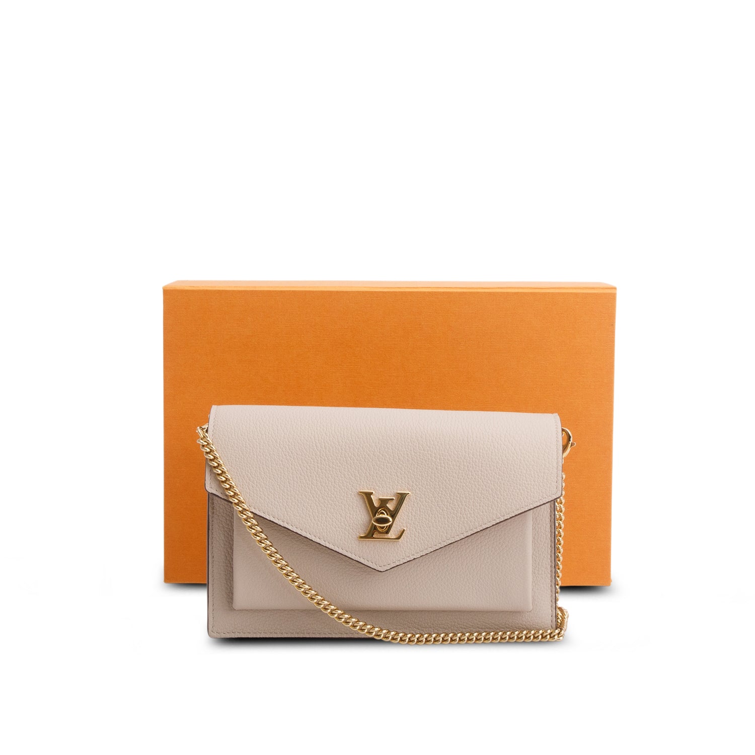 Louis Vuitton Beige Calfskin My Lockme Chain Pochette w/ Box