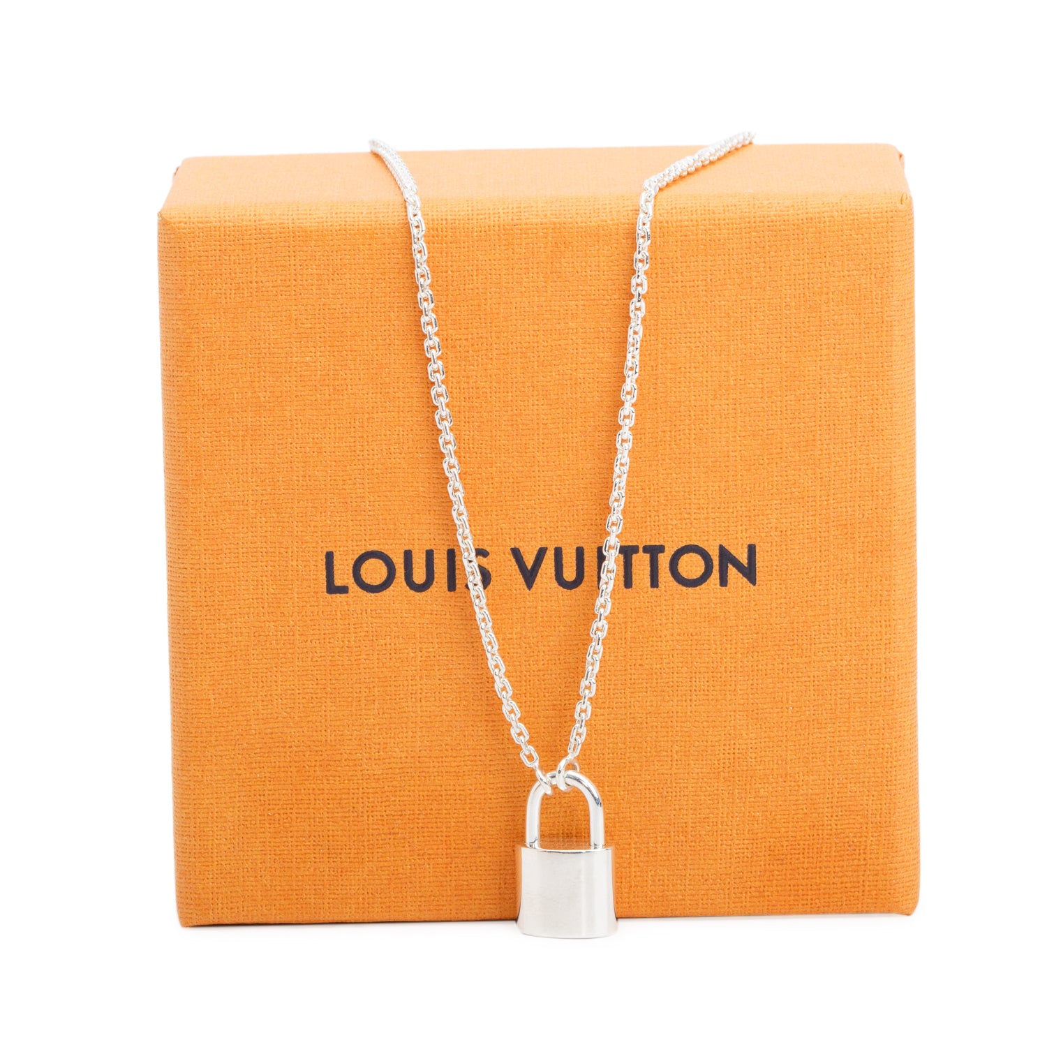 Louis Vuitton Sterling Silver Lockit Pendant Necklace w/ Box