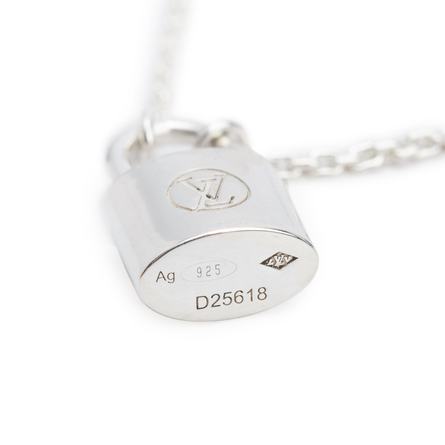 Louis Vuitton Sterling Silver Lockit Pendant Necklace w/ Box