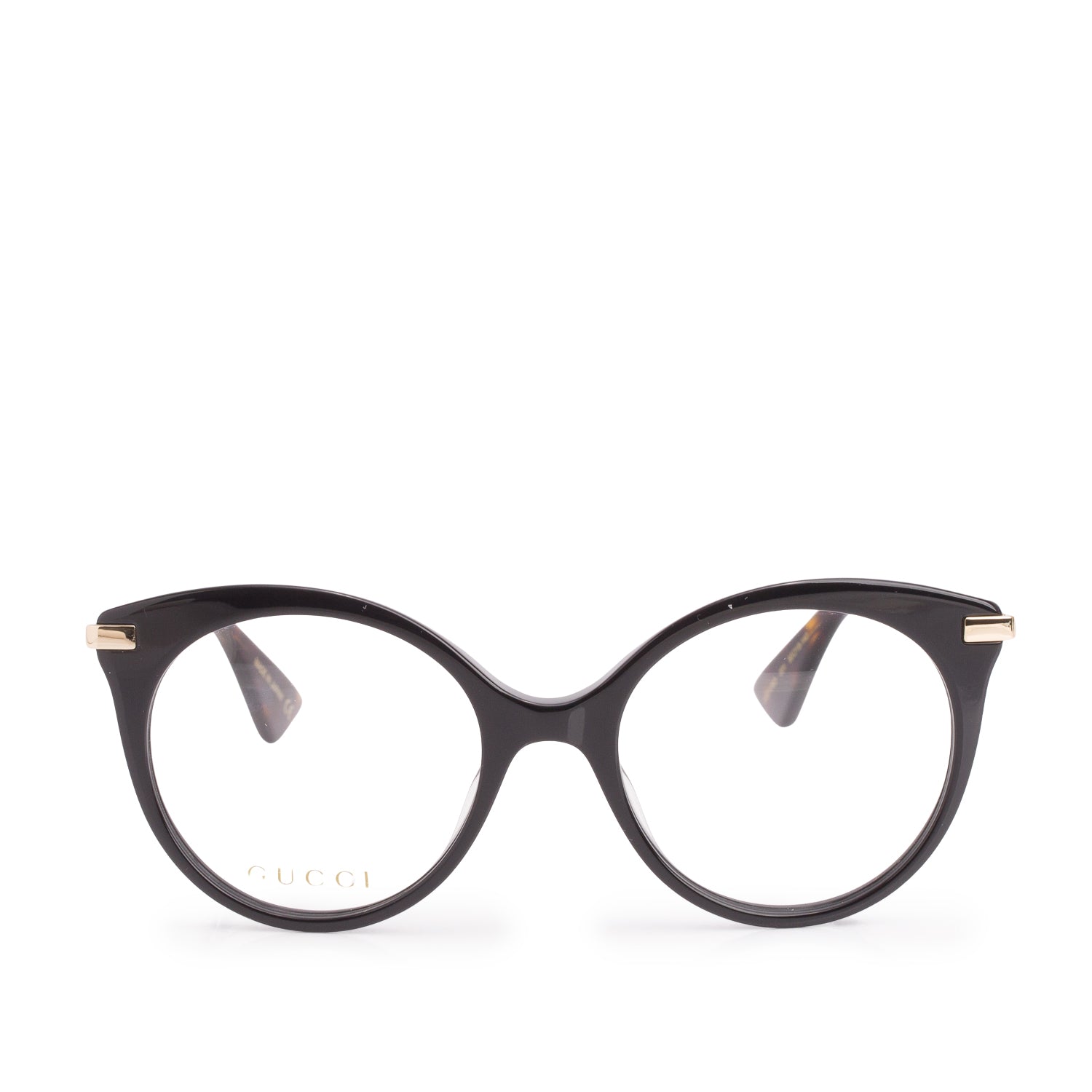 Gucci GG01090 Black Acetate GG Bee Cat-Eye Round Eyeglasses w/ Case