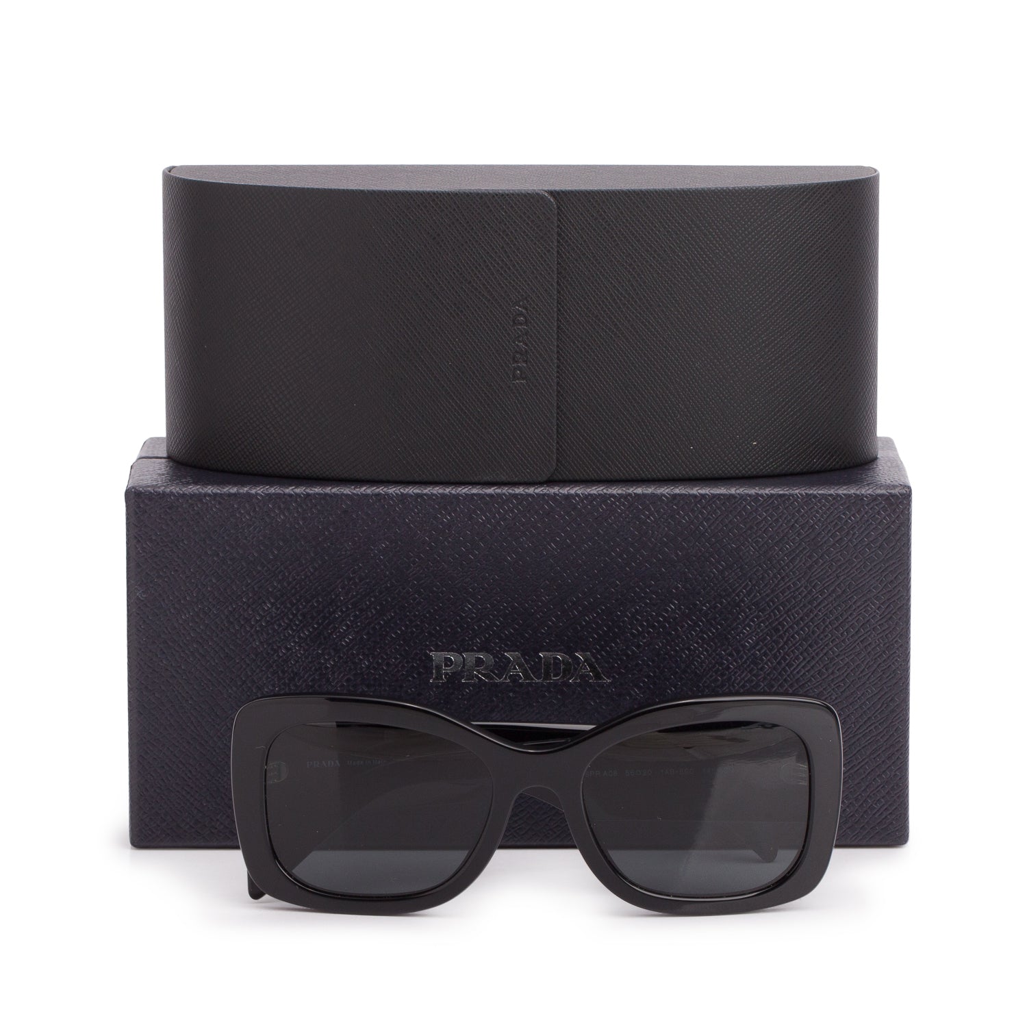 Prada Black SPR A08 Black Acetate Butterfly Sunglasses w/ Box & Case