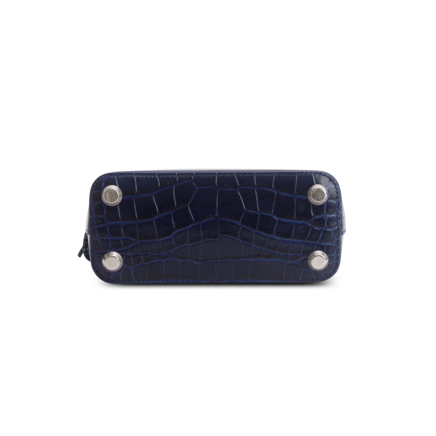 Balenciaga Blue Croc Embossed Ville Mini Top Handle Bag w/ Strap