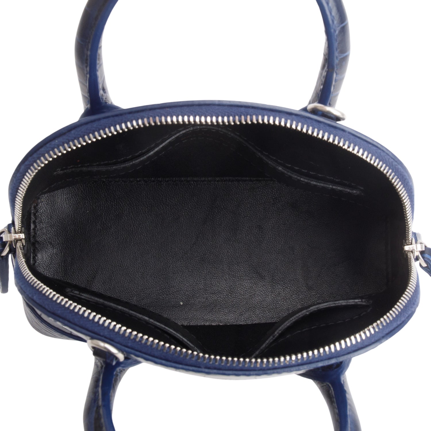 Balenciaga Blue Croc Embossed Ville Mini Top Handle Bag w/ Strap