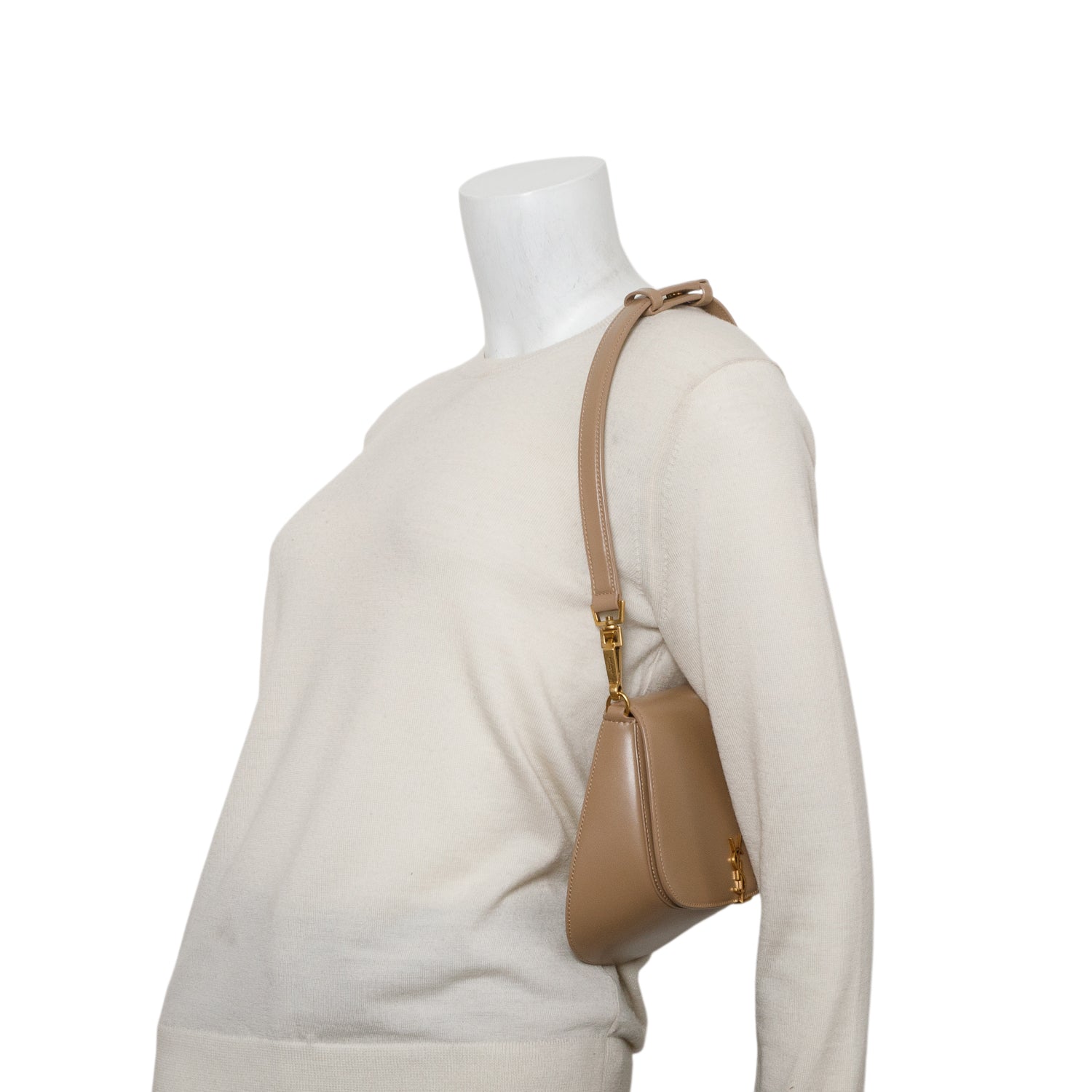 Saint Laurent 2025 Beige Box Calfskin Mini Voltaire Top Handle Bag w/ Box