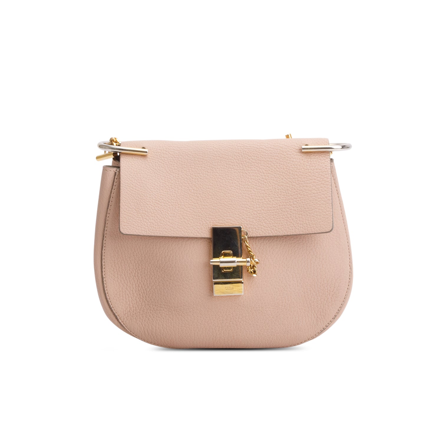 Chloe Pink Grained Lambskin Medium Drew Shoulder Bag