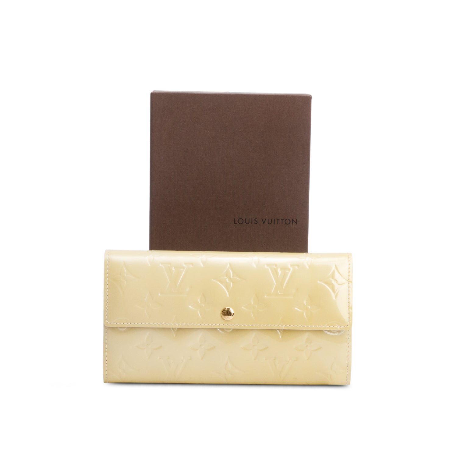 Louis Vuitton Yellow Monogram Vernis Sarah Wallet w/ Box