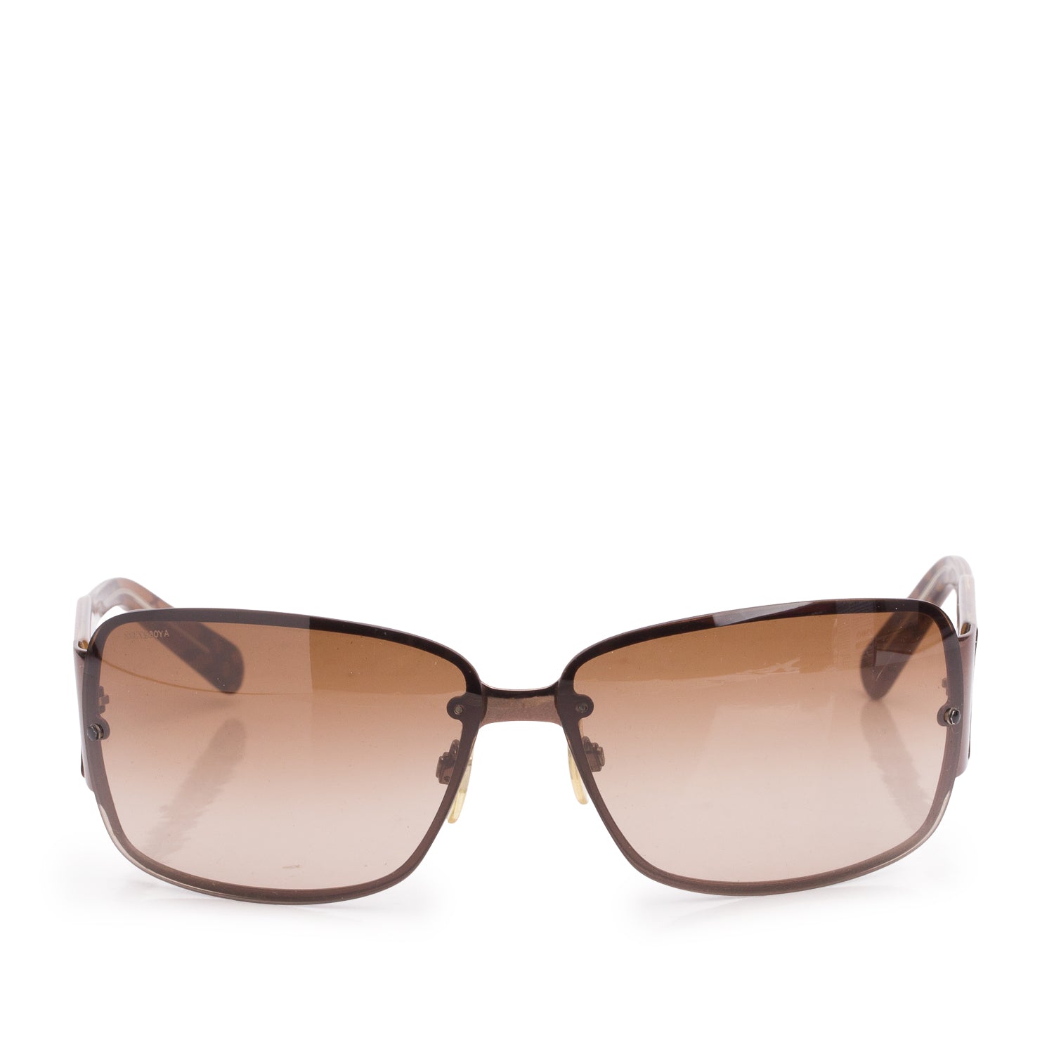 Burberry B 3004 Brown Check Acetate Rectangle Sunglasses w/ Case