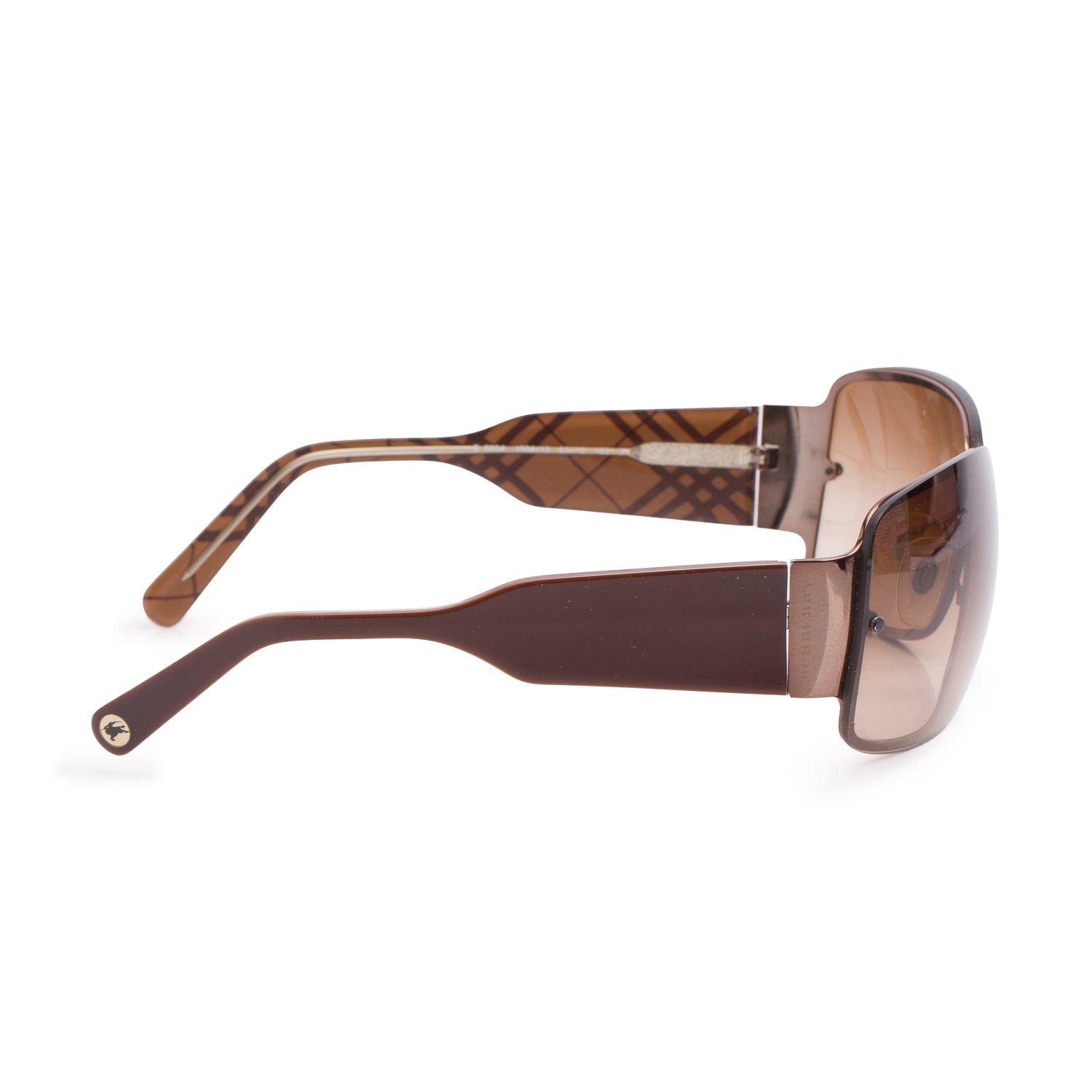 Burberry B 3004 Brown Check Acetate Rectangle Sunglasses w/ Case