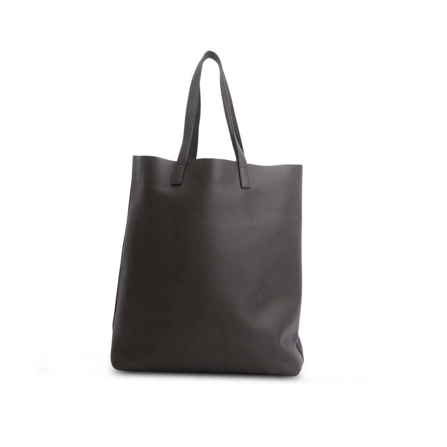 Saint Laurent Grey Calfskin Leather N/S Shopping Tote w/ Pouch
