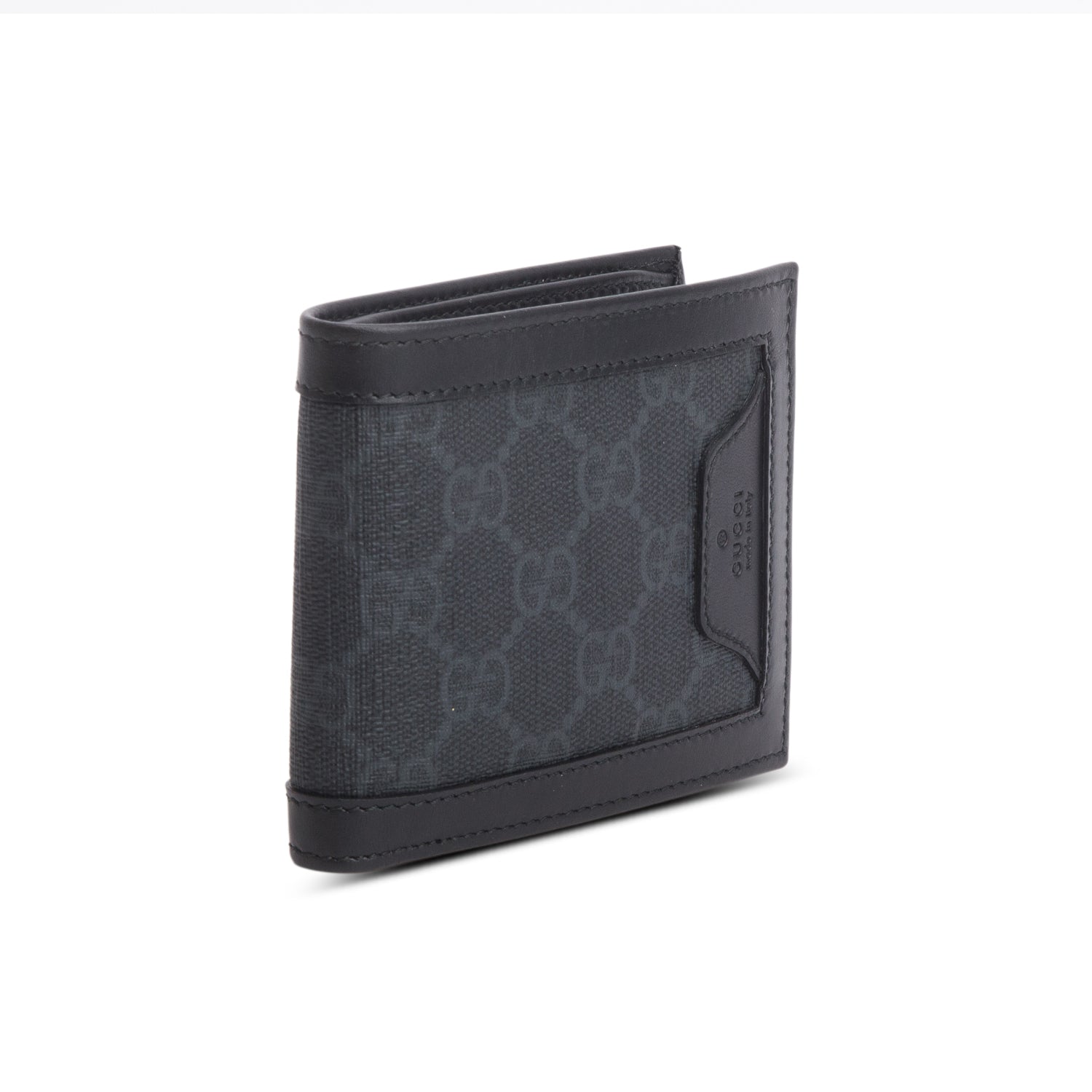 Gucci Black GG Supreme Monogram Bi-Fold Wallet w/ Box