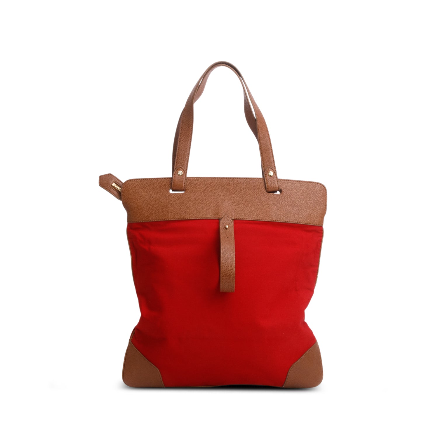 Burberry Red Embroidered Signature Canvas Shopper Tote