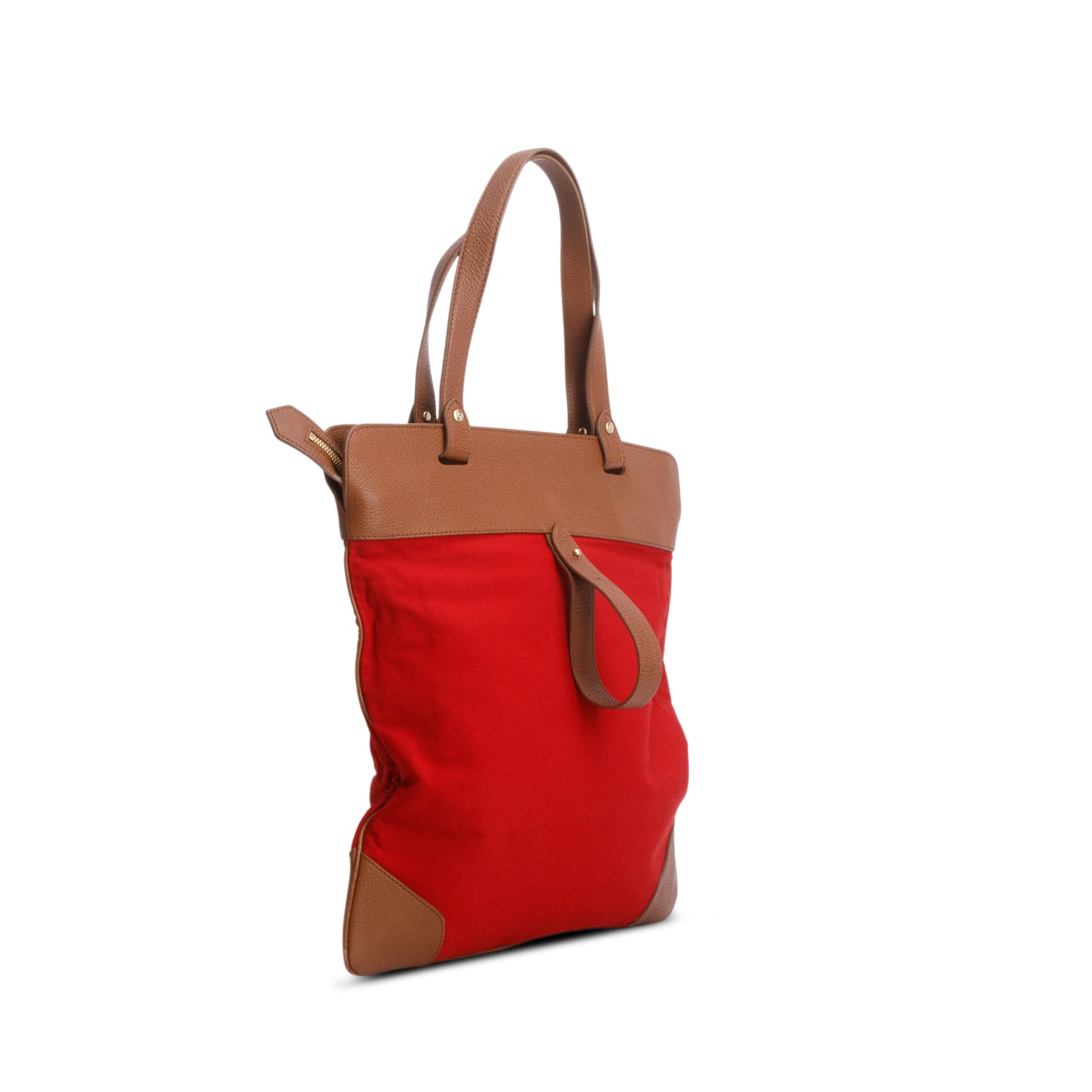 Burberry Red Embroidered Signature Canvas Shopper Tote