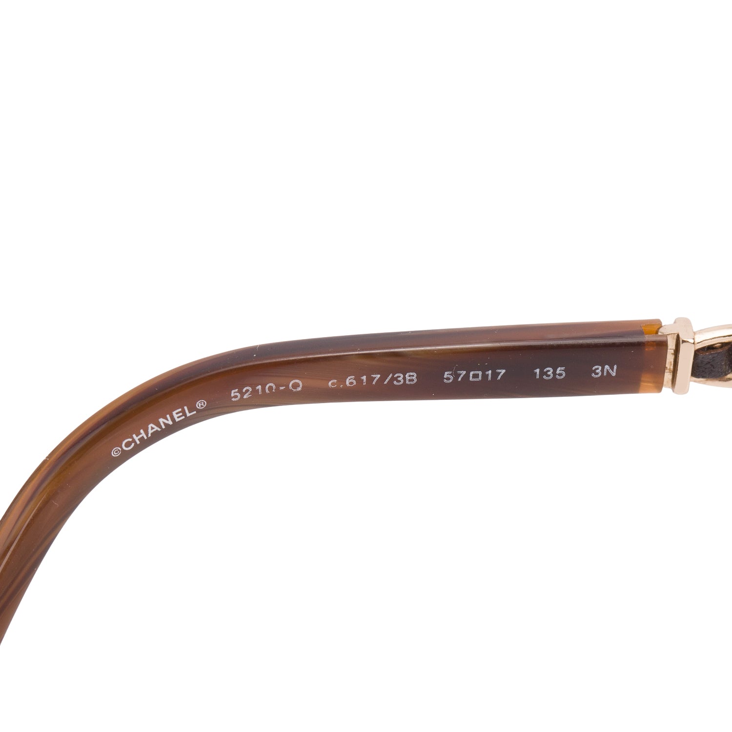 Chanel 5210-Q Brown Acetate Lambskin Chain Square Sunglasses w/ Case