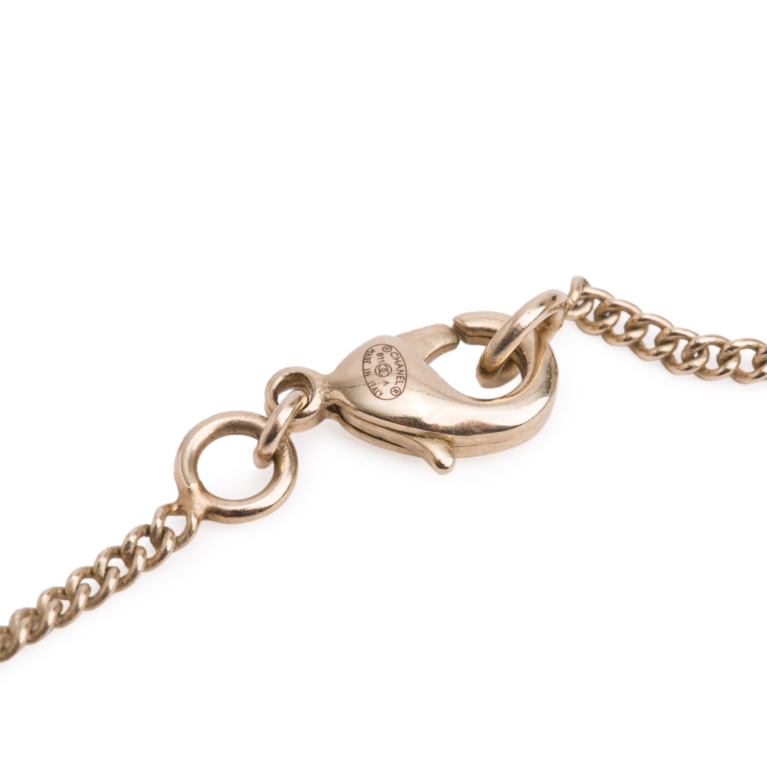 Chanel Gold-Plated Metal Faux Pearl CC Pendant Necklace