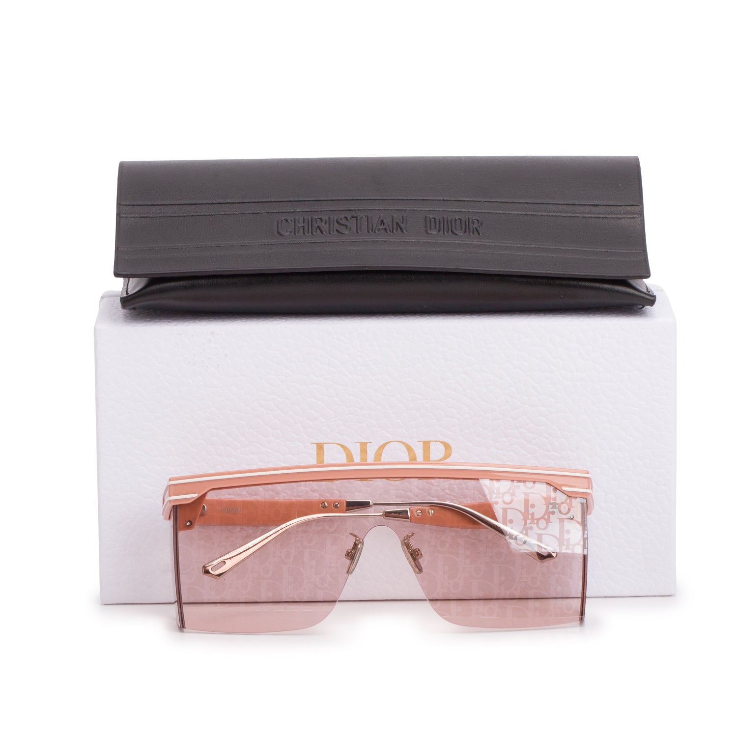 Christian Dior Pink DiorClub M1U Shield Mask Sunglasses w/ Box & Case