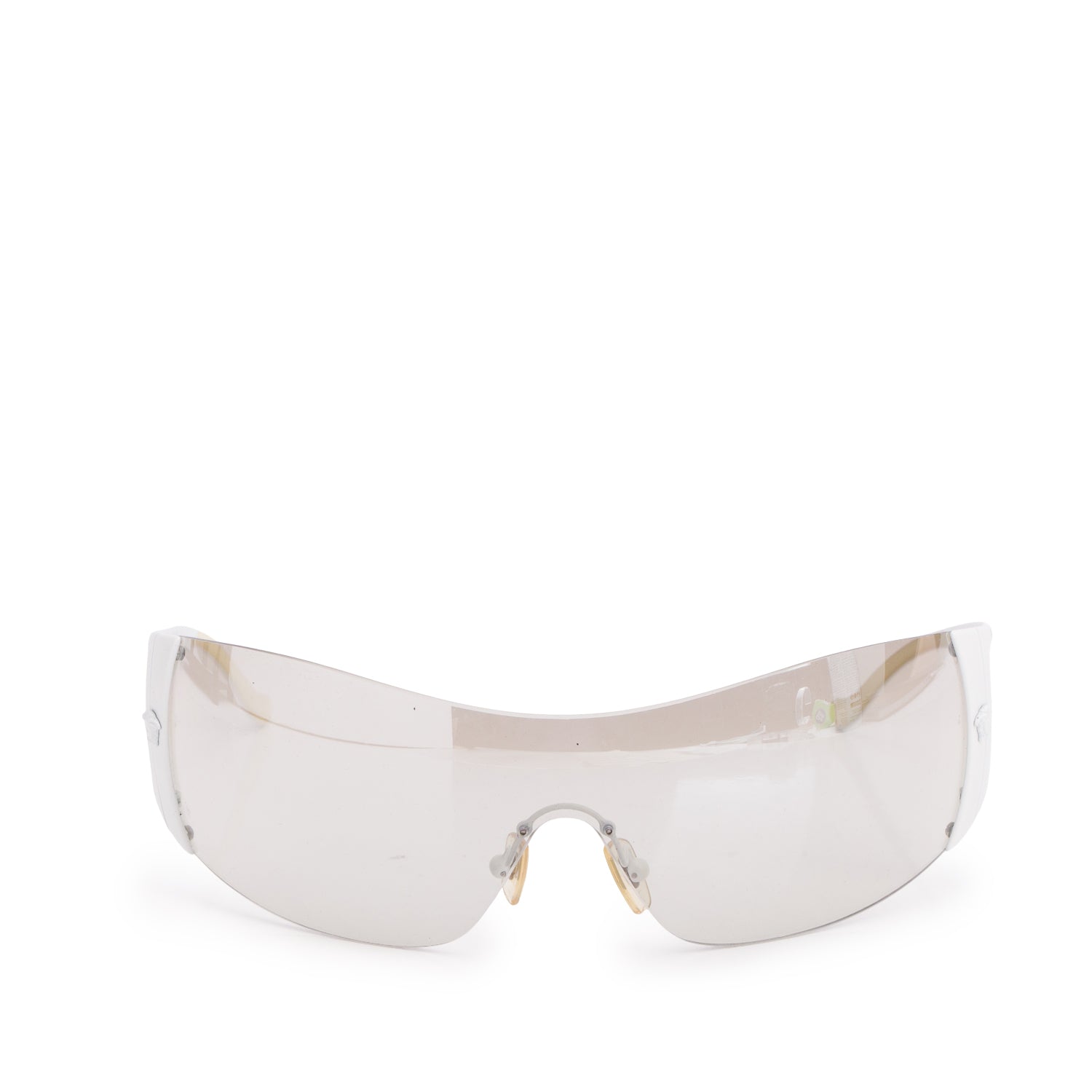 Versace 2034 White Metal Rimless Shield Sunglasses w/ Case