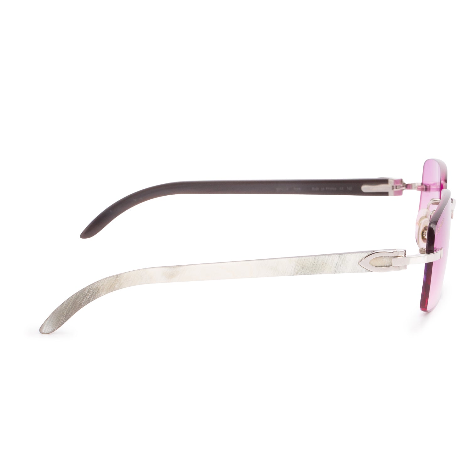 Cartier CT00460 Gradient Pink Rimless Genuine Horn C Decor Sunglasses