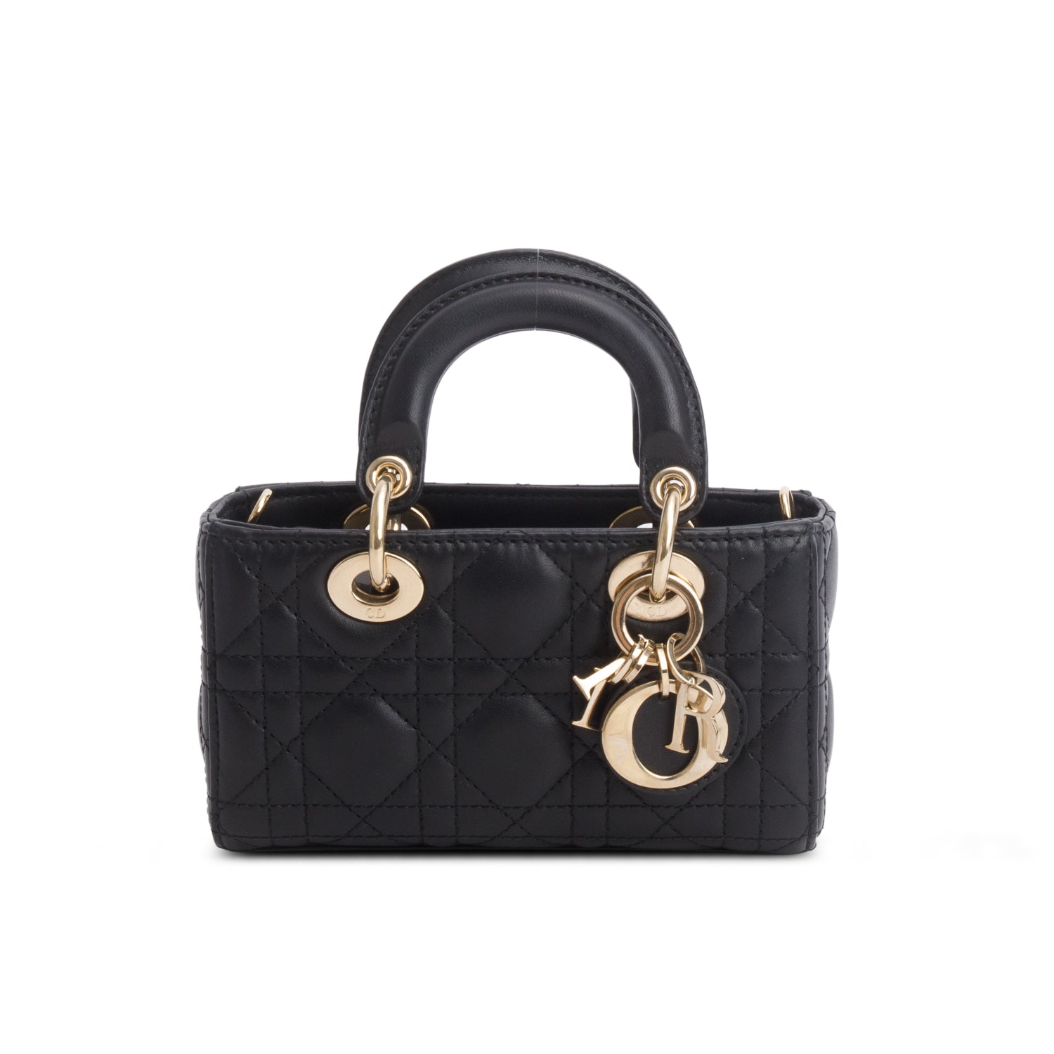Christian Dior 2025 Black Lambskin Cannage Micro Lady D-Joy w/ Box