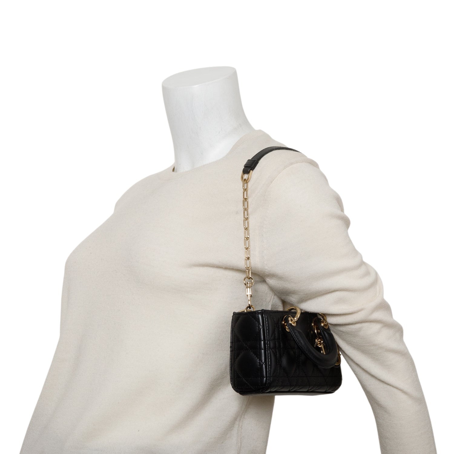Christian Dior 2025 Black Lambskin Cannage Micro Lady D-Joy w/ Box