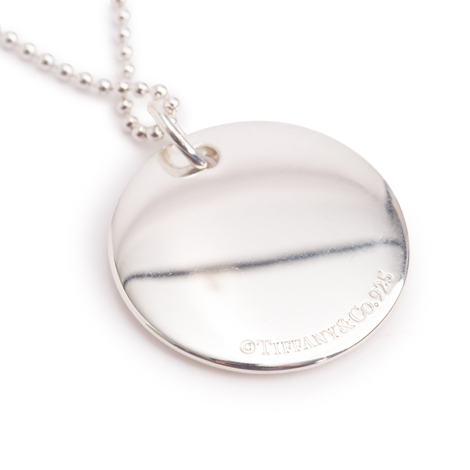 Tiffany & Co. Sterling Silver Notes Alphabet Letter 'G' Medium Disc Pendant Necklace