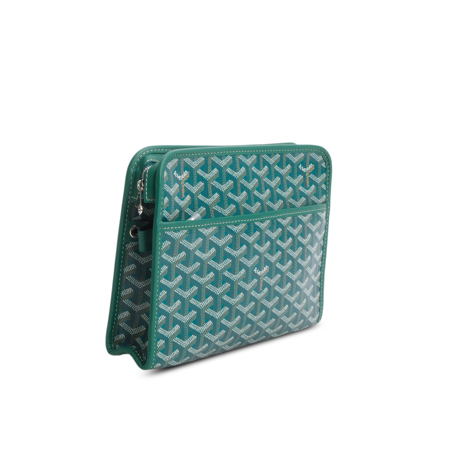 Goyard 2025 Green Goyardine Jouvence MM Toiletry Pouch w/ Receipt